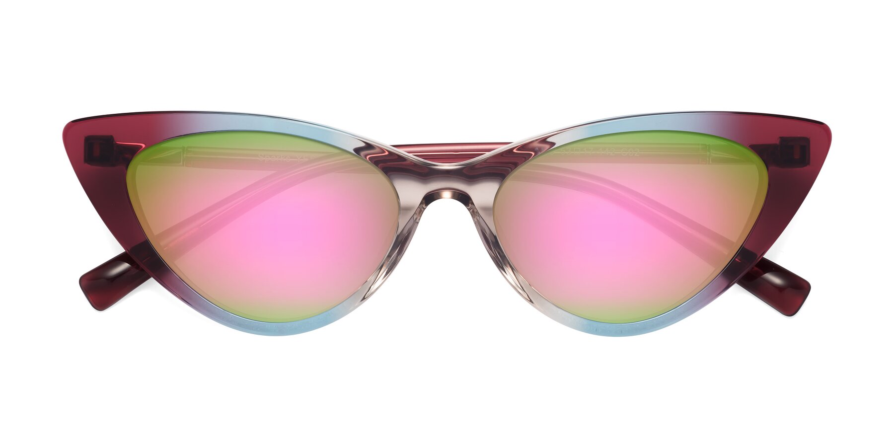 Folded Front of Sparks in Transparent Gradient Purple with Pink Mirrored Lenses