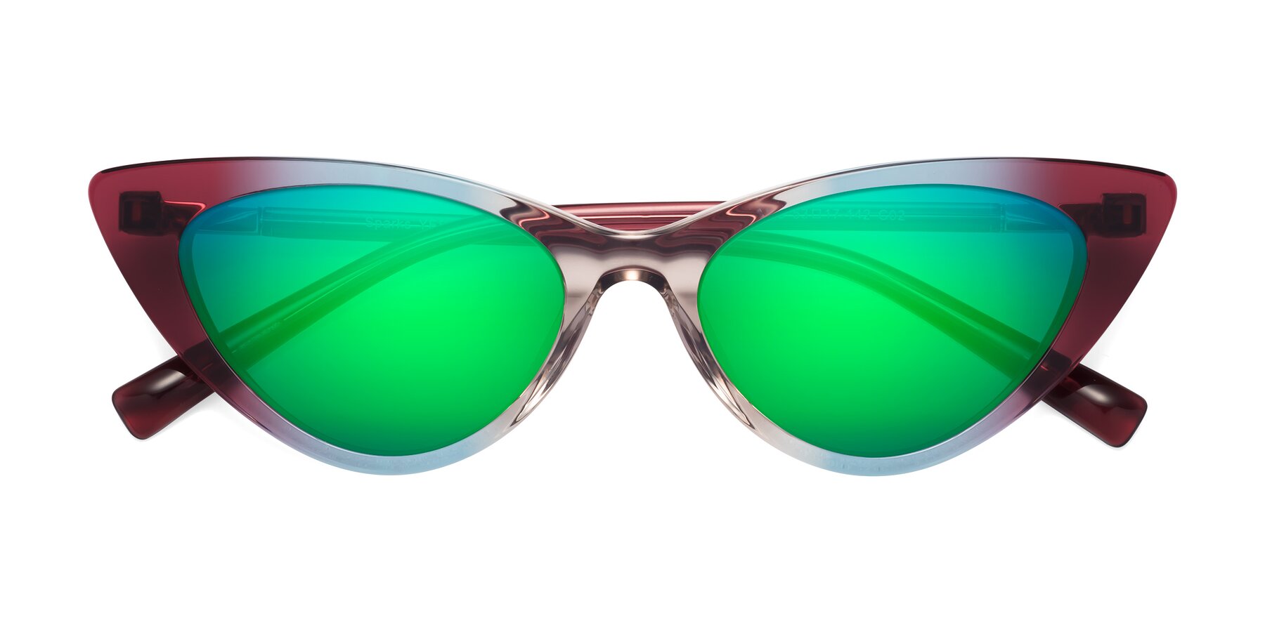 Folded Front of Sparks in Transparent Gradient Purple with Green Mirrored Lenses