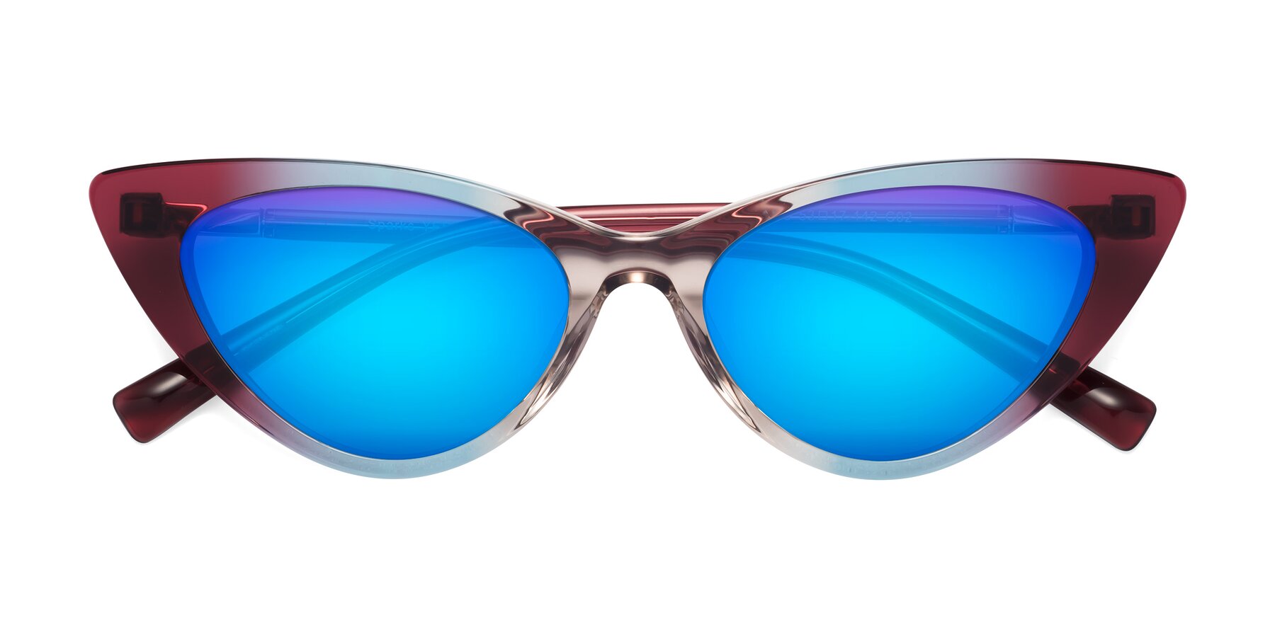 Folded Front of Sparks in Transparent Gradient Purple with Blue Mirrored Lenses