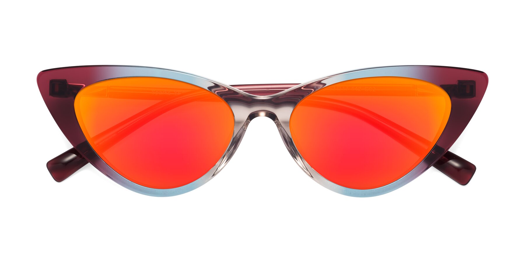 Folded Front of Sparks in Transparent Gradient Purple with Red Gold Mirrored Lenses