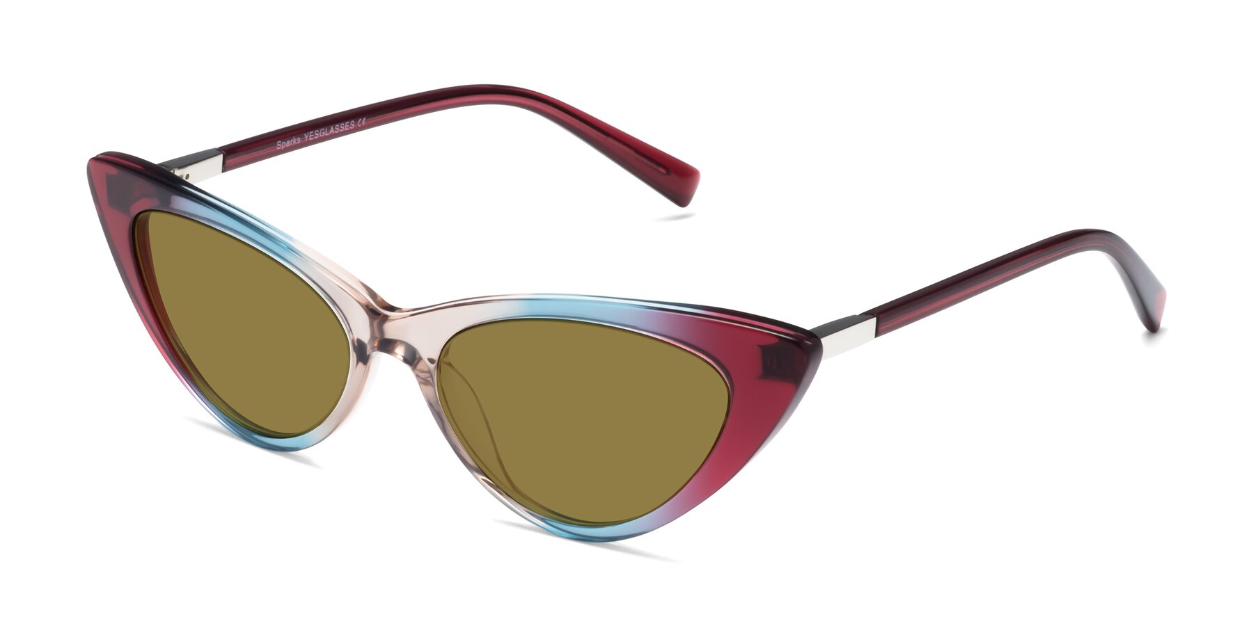 Angle of Sparks in Transparent Gradient Purple with Brown Polarized Lenses