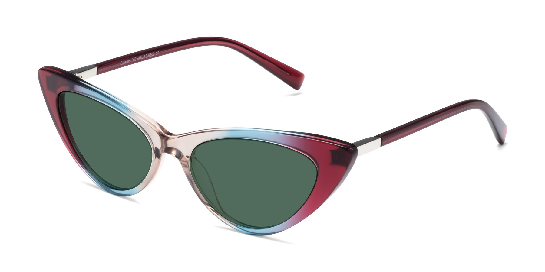 Angle of Sparks in Transparent Gradient Purple with Green Polarized Lenses