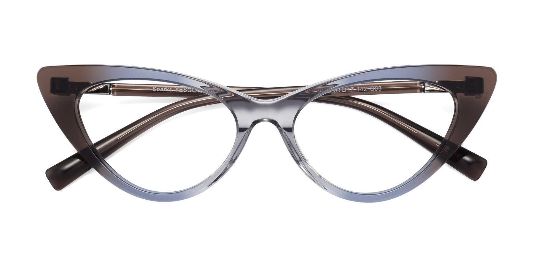 Folded Front of Sparks in Transparent Gradient Brown with Clear Eyeglass Lenses