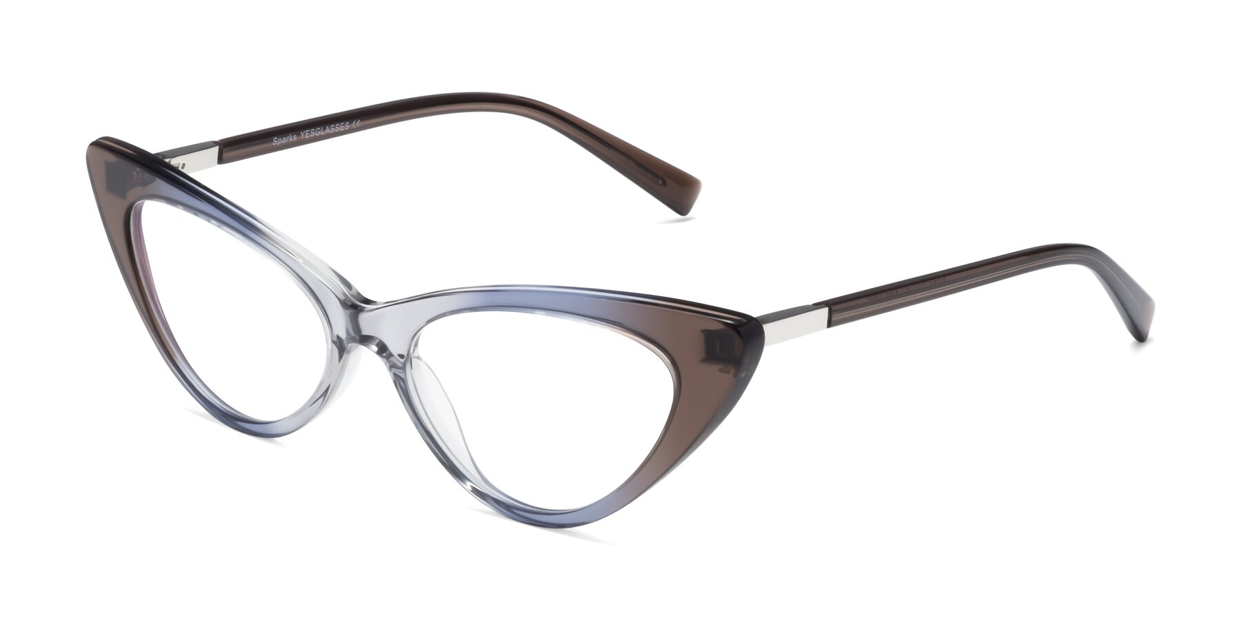 Angle of Sparks in Transparent Gradient Brown with Clear Eyeglass Lenses