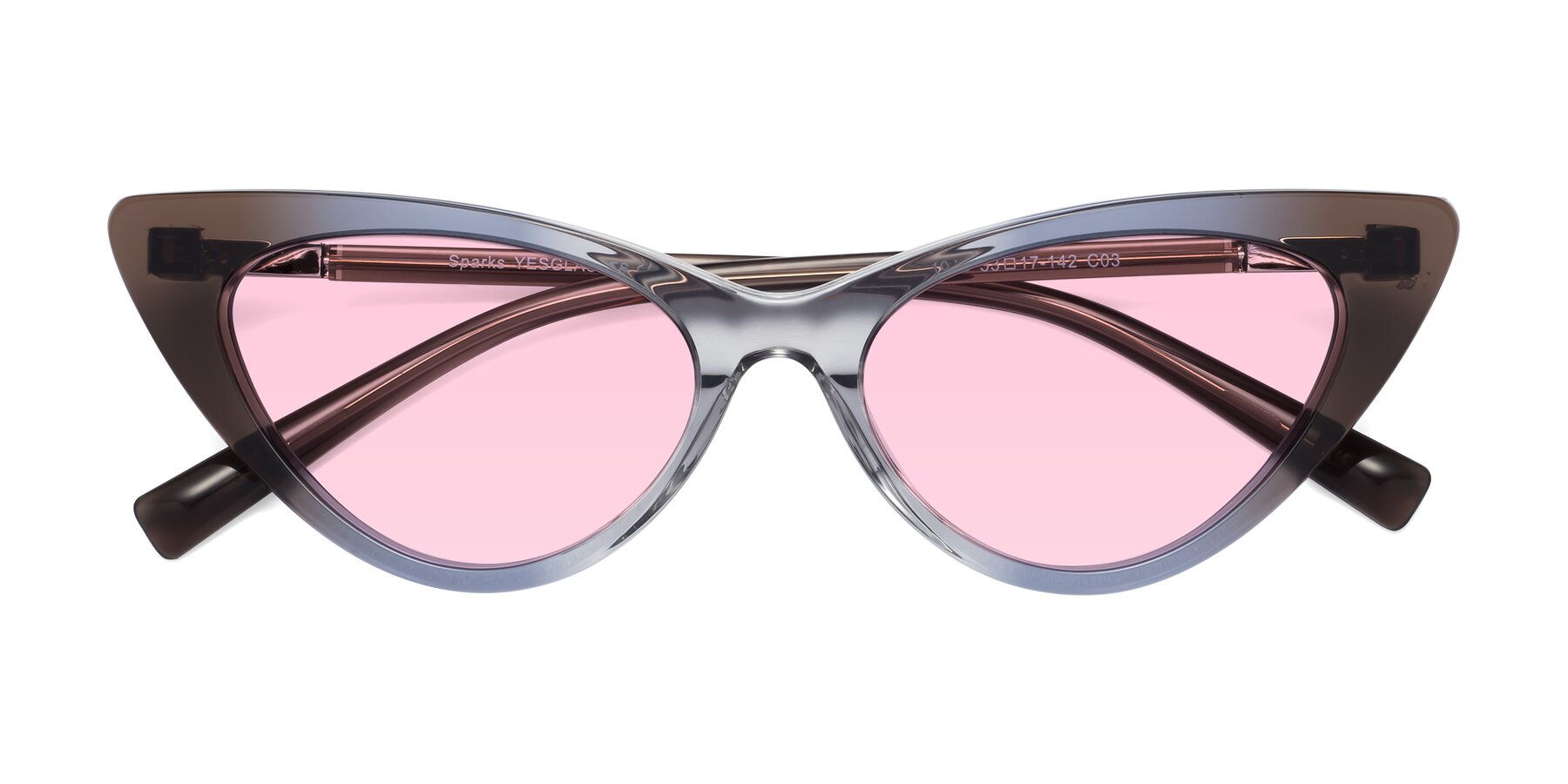 Folded Front of Sparks in Transparent Gradient Brown with Light Pink Tinted Lenses