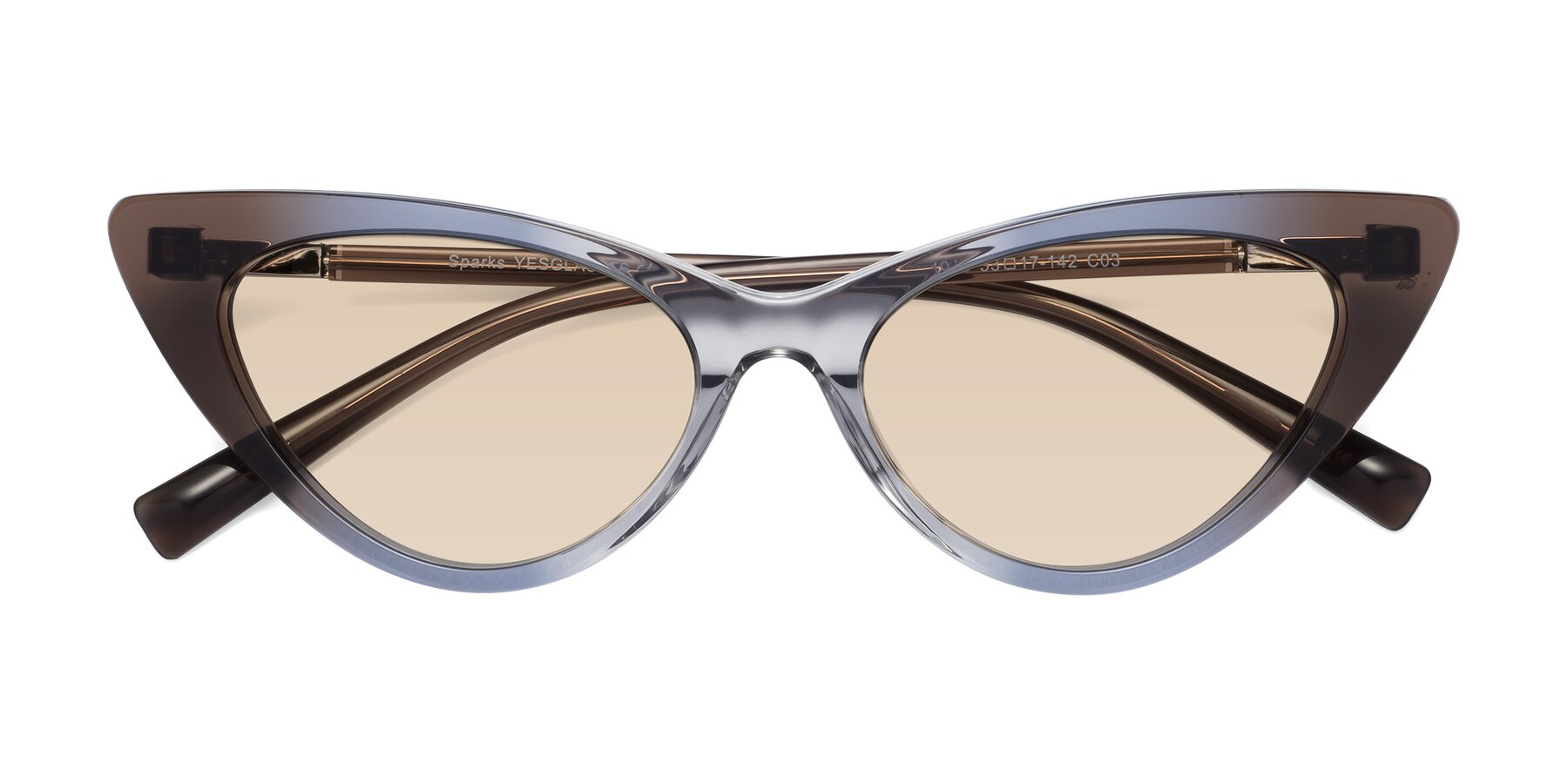Folded Front of Sparks in Transparent Gradient Brown with Light Brown Tinted Lenses