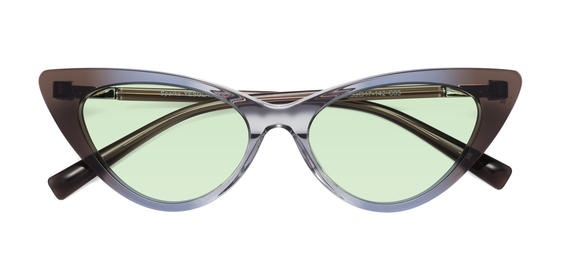 Folded Front of Sparks in Transparent Gradient Brown with Light Green Tinted Lenses