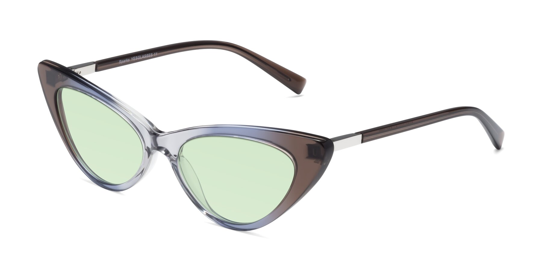 Angle of Sparks in Transparent Gradient Brown with Light Green Tinted Lenses