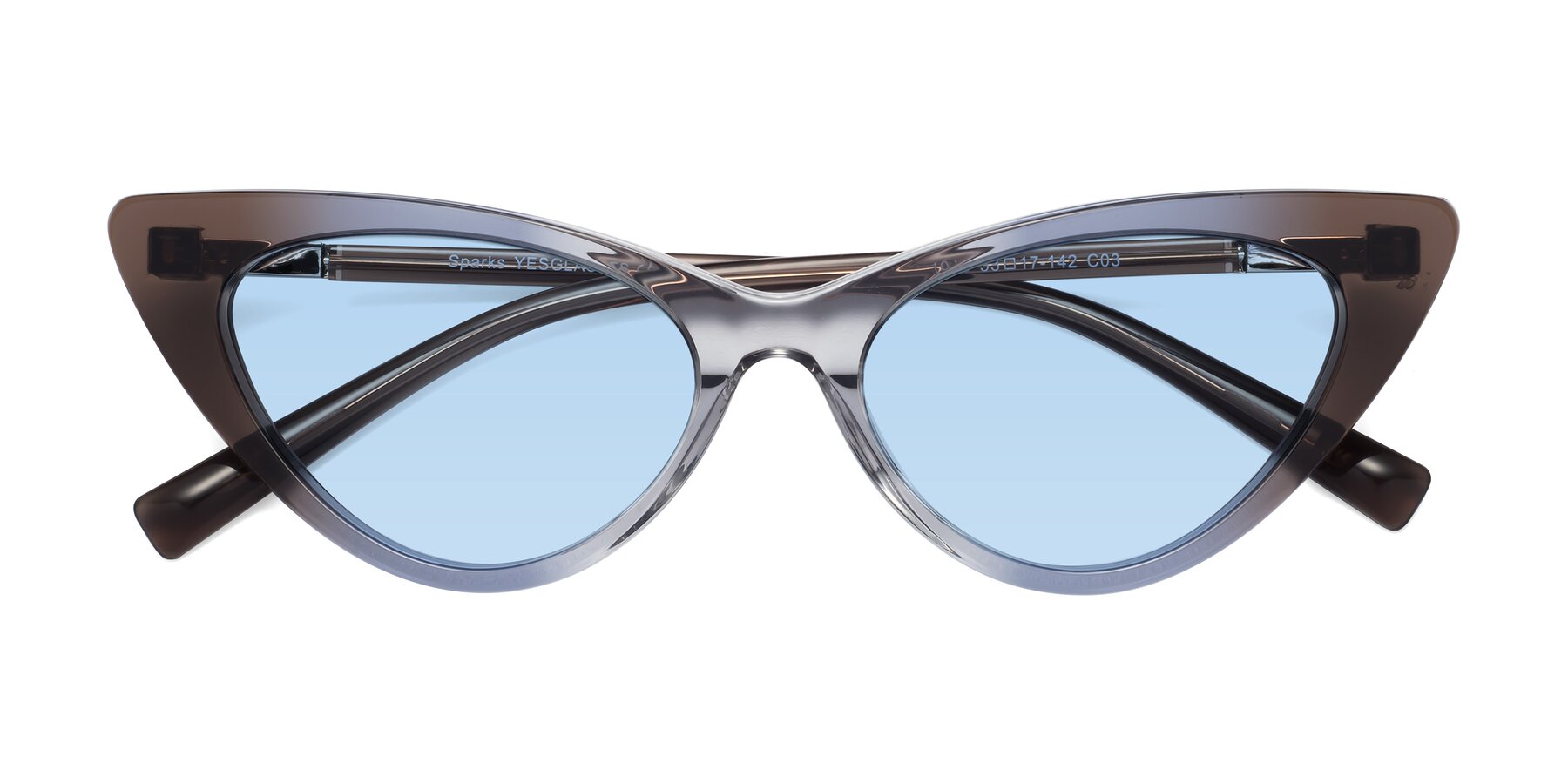 Folded Front of Sparks in Transparent Gradient Brown with Light Blue Tinted Lenses