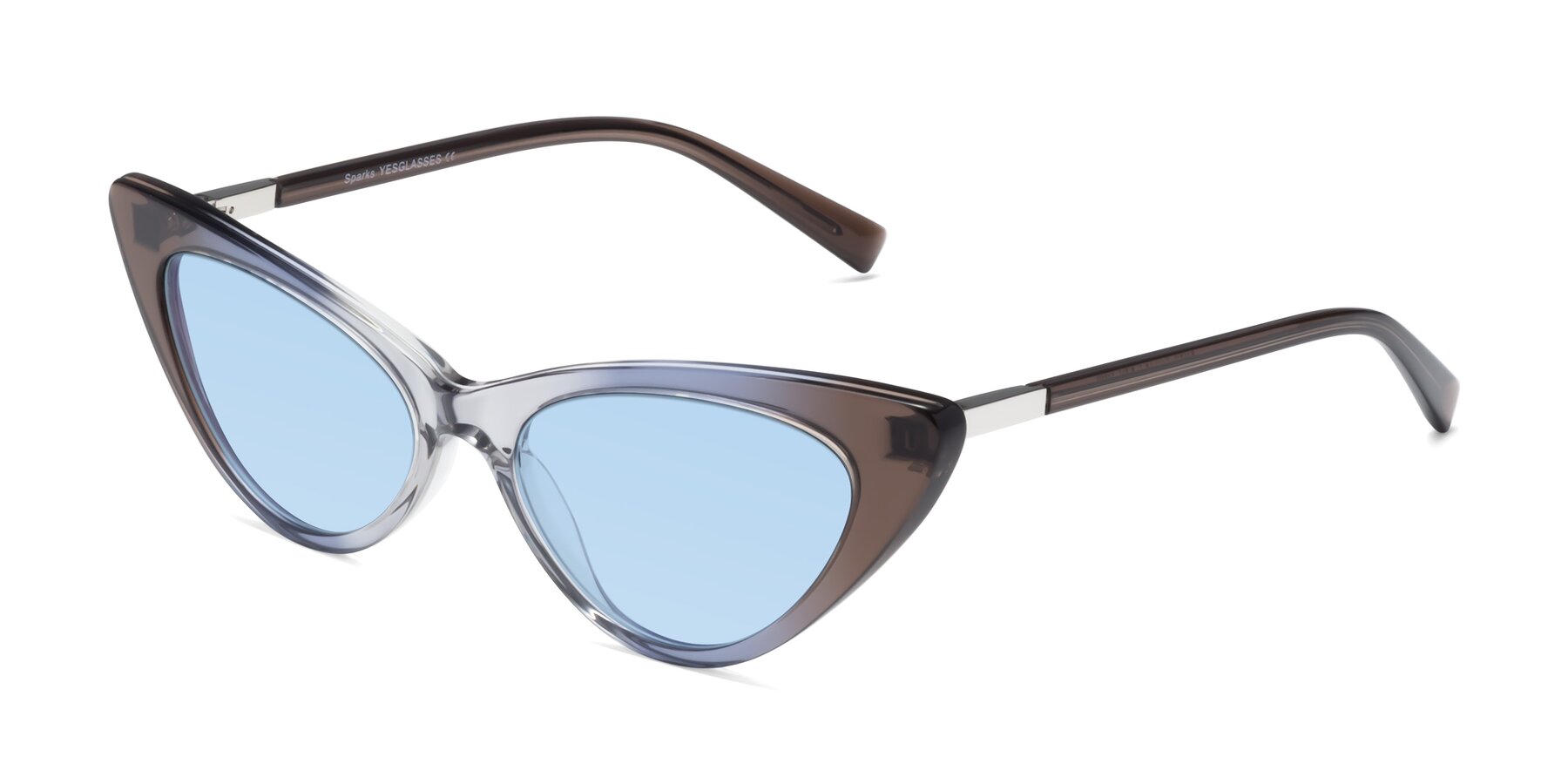 Angle of Sparks in Transparent Gradient Brown with Light Blue Tinted Lenses