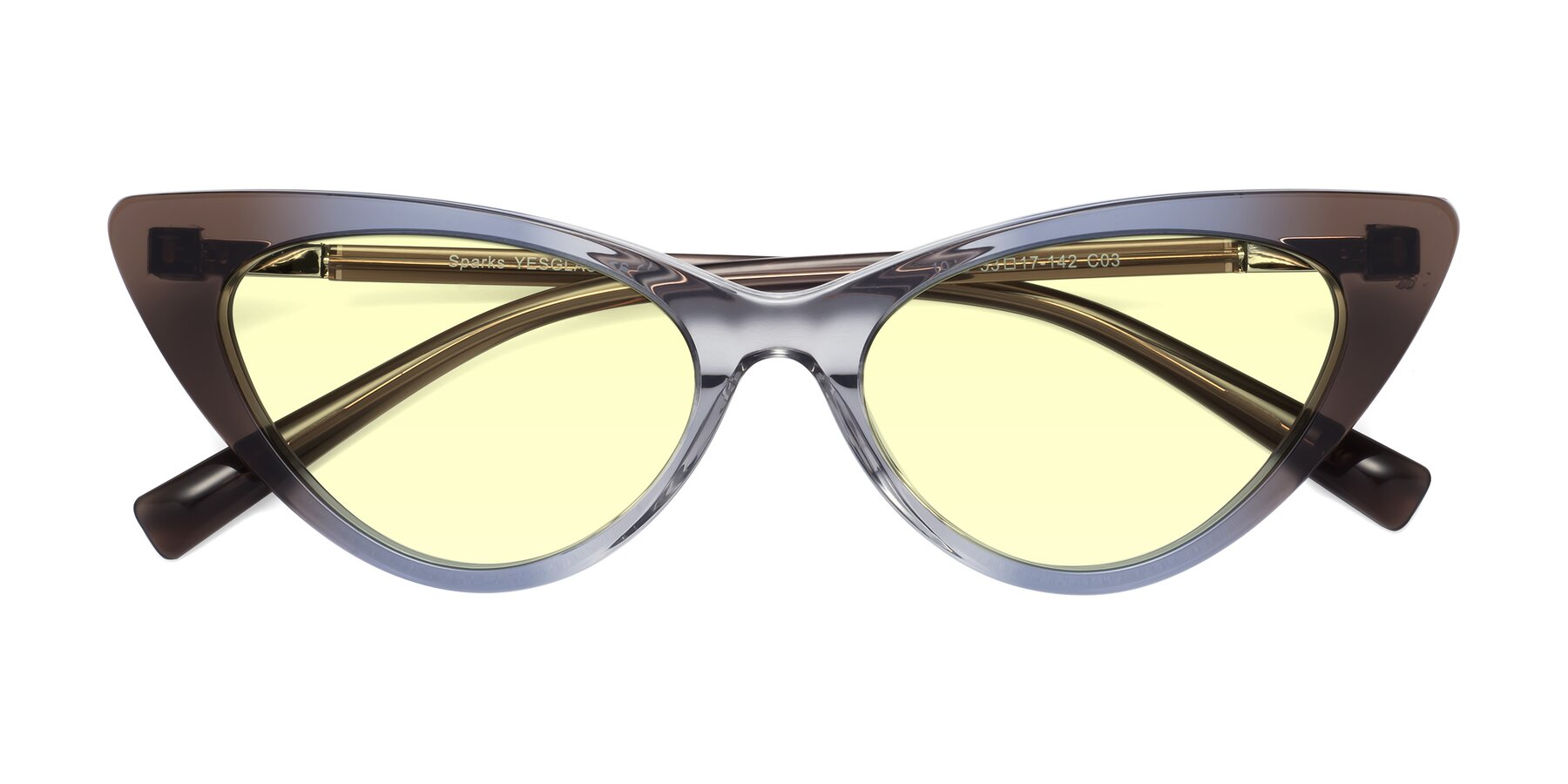 Folded Front of Sparks in Transparent Gradient Brown with Light Yellow Tinted Lenses