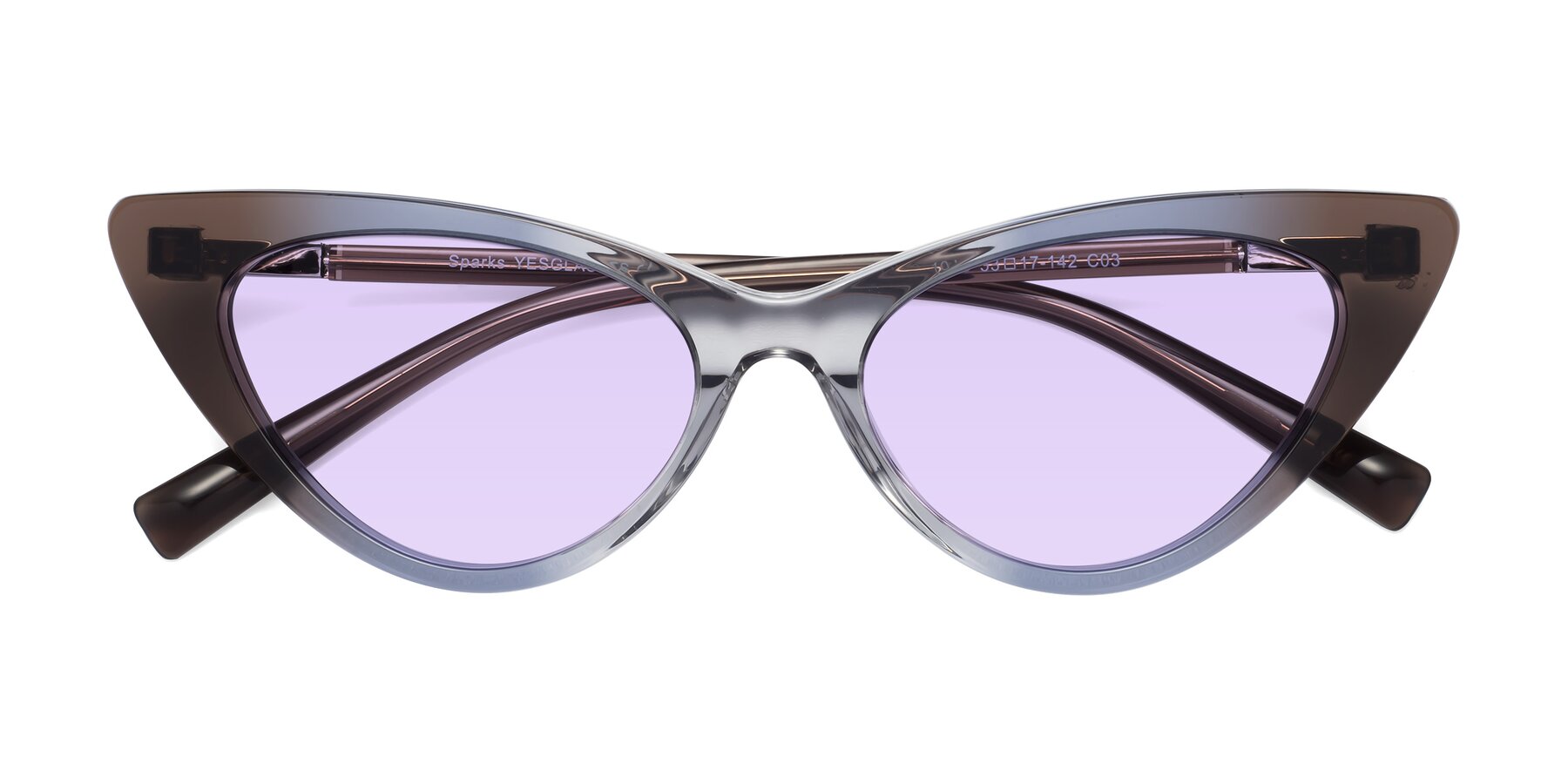 Folded Front of Sparks in Transparent Gradient Brown with Light Purple Tinted Lenses