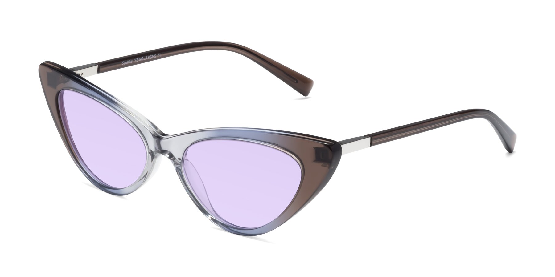 Angle of Sparks in Transparent Gradient Brown with Light Purple Tinted Lenses