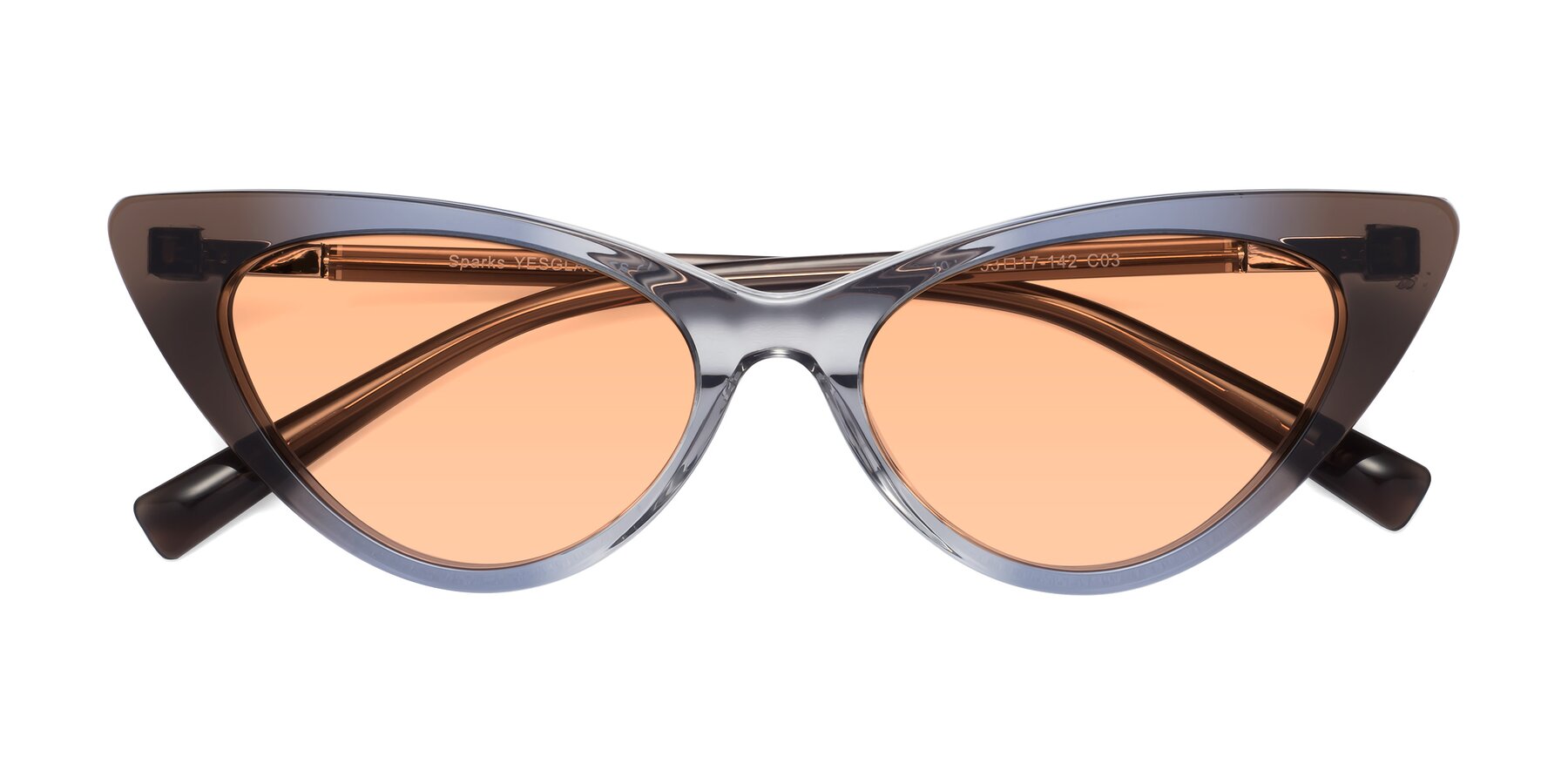 Folded Front of Sparks in Transparent Gradient Brown with Light Orange Tinted Lenses