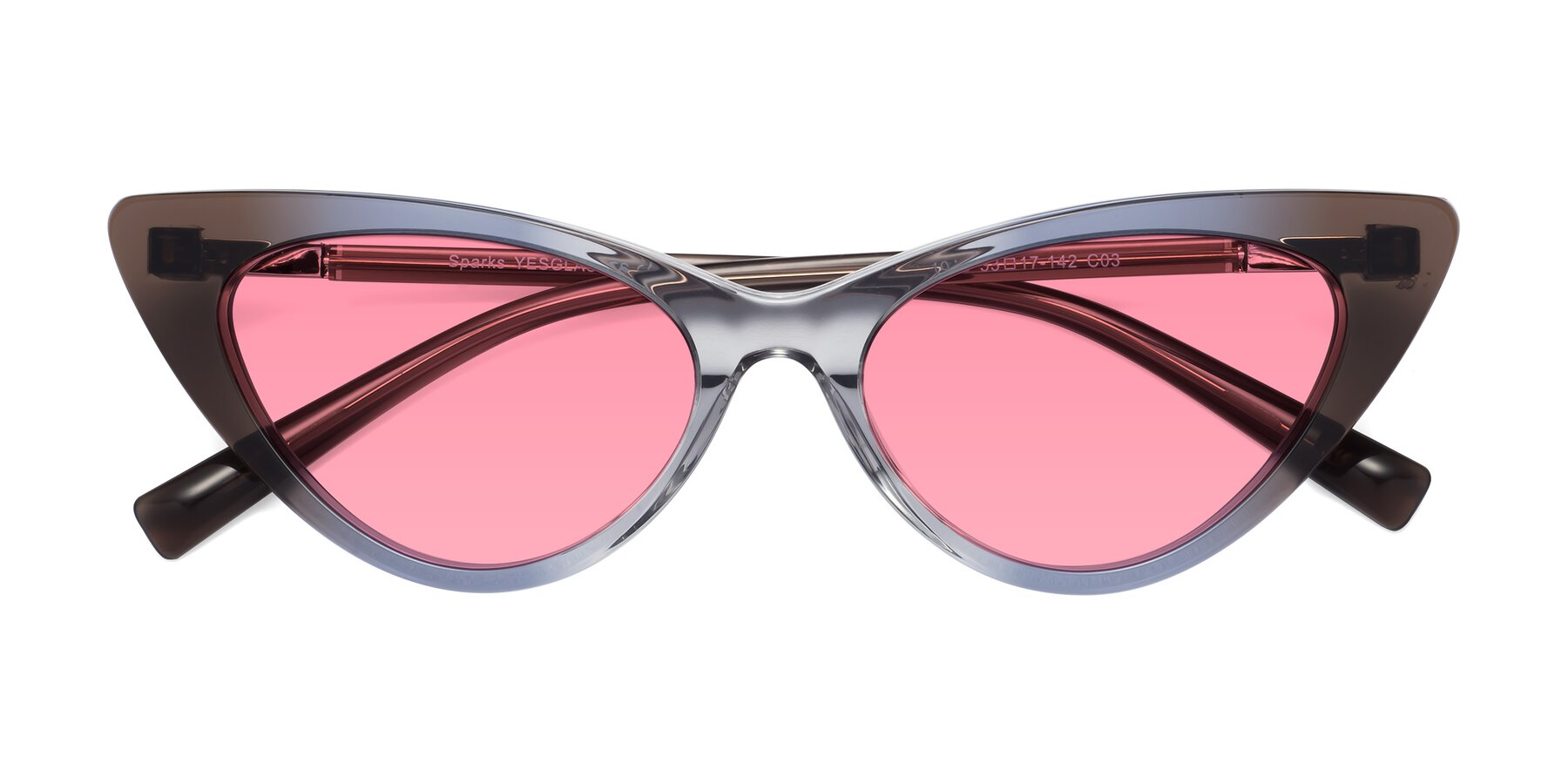 Folded Front of Sparks in Transparent Gradient Brown with Pink Tinted Lenses