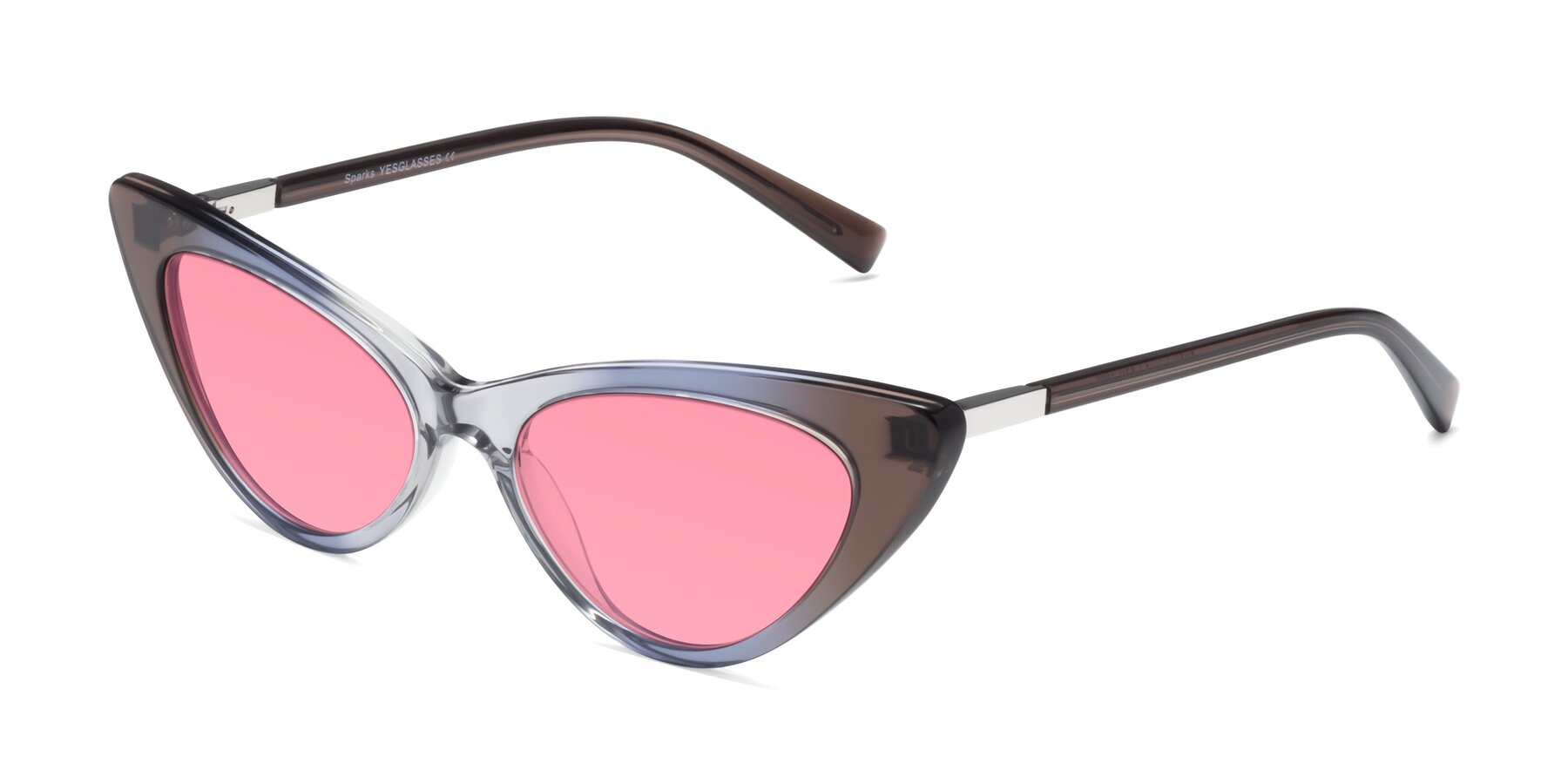 Angle of Sparks in Transparent Gradient Brown with Pink Tinted Lenses