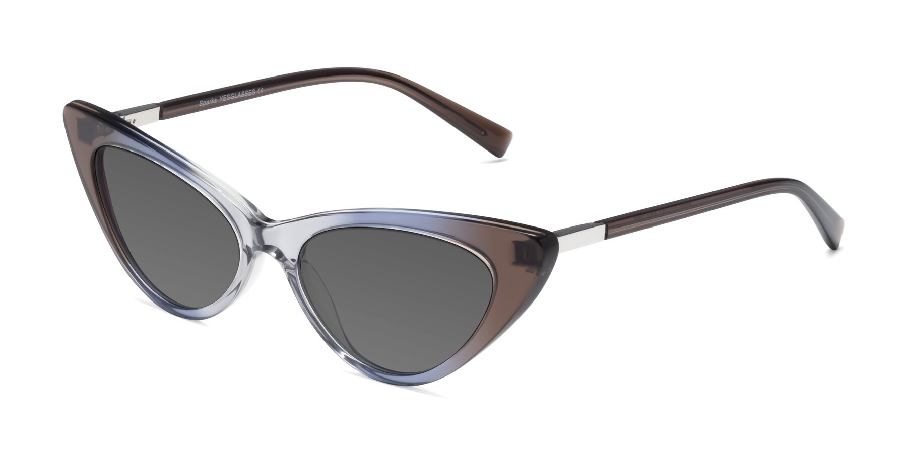 Angle of Sparks in Transparent Gradient Brown with Medium Gray Tinted Lenses