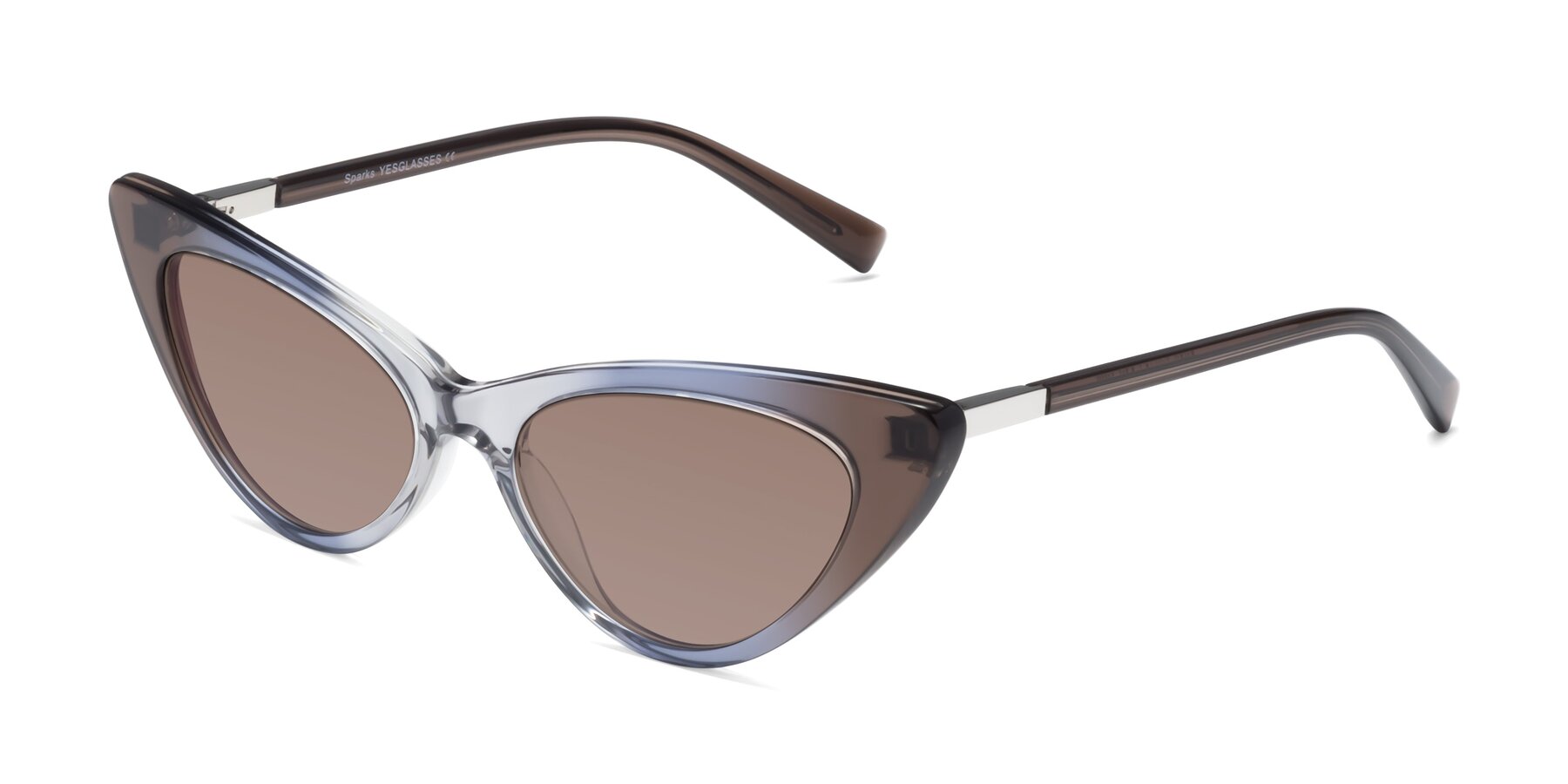 Angle of Sparks in Transparent Gradient Brown with Medium Brown Tinted Lenses