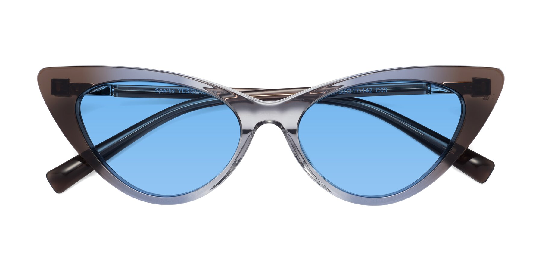 Folded Front of Sparks in Transparent Gradient Brown with Medium Blue Tinted Lenses