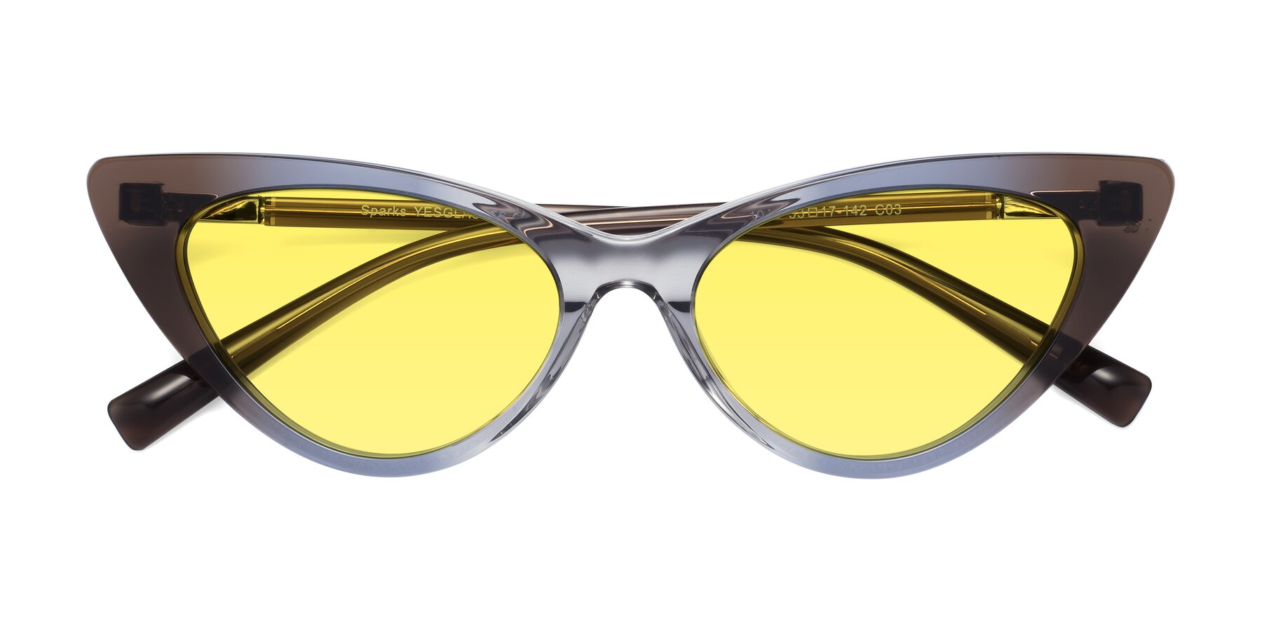 Folded Front of Sparks in Transparent Gradient Brown with Medium Yellow Tinted Lenses