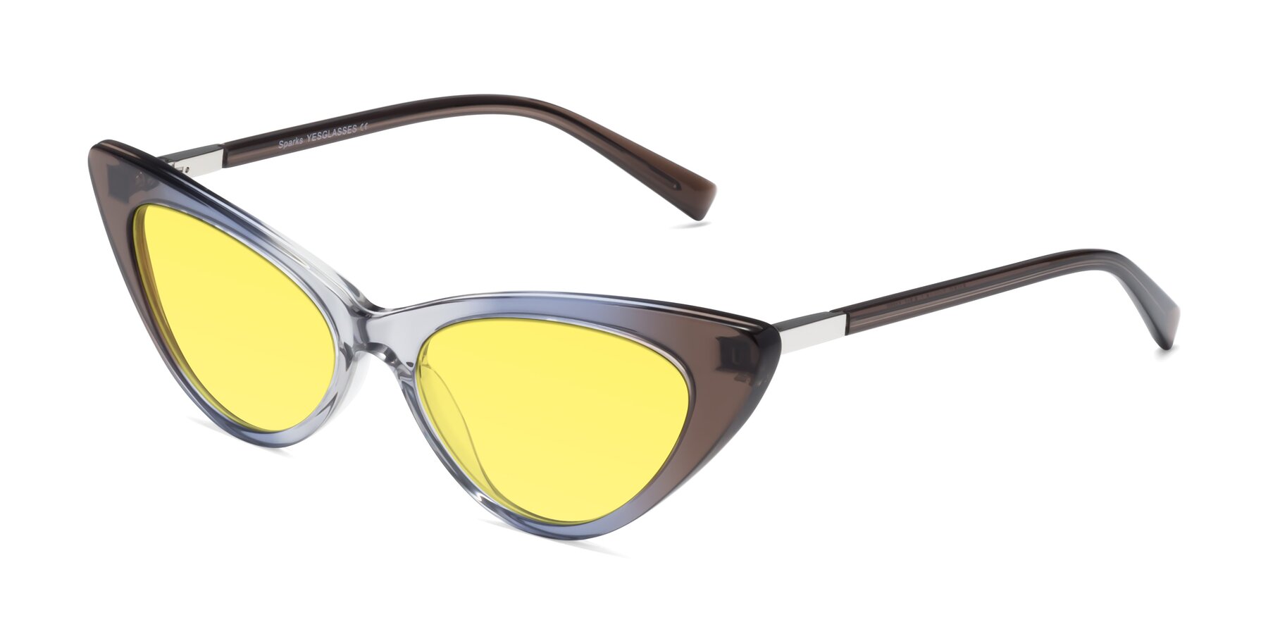 Angle of Sparks in Transparent Gradient Brown with Medium Yellow Tinted Lenses