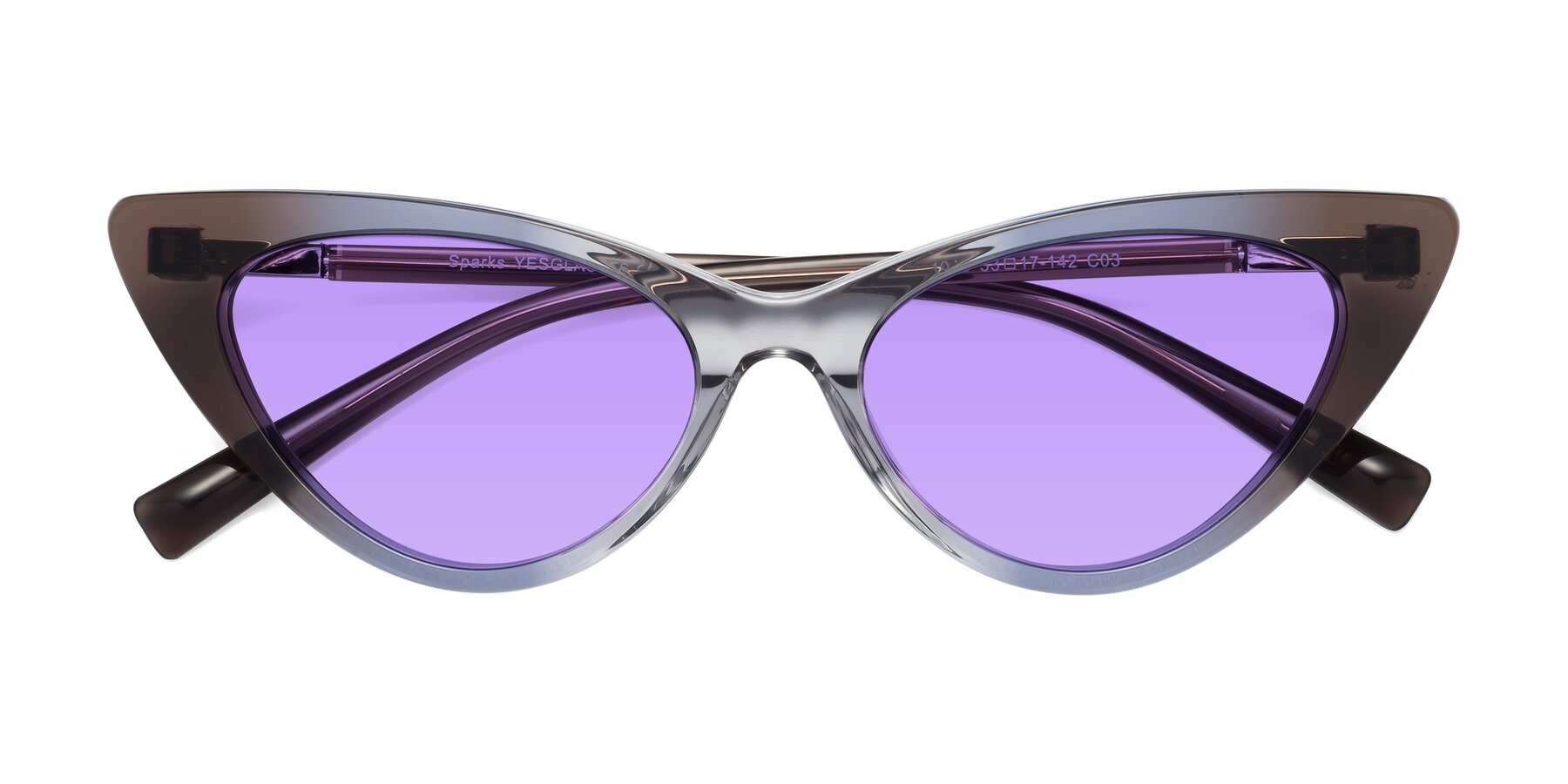 Folded Front of Sparks in Transparent Gradient Brown with Medium Purple Tinted Lenses