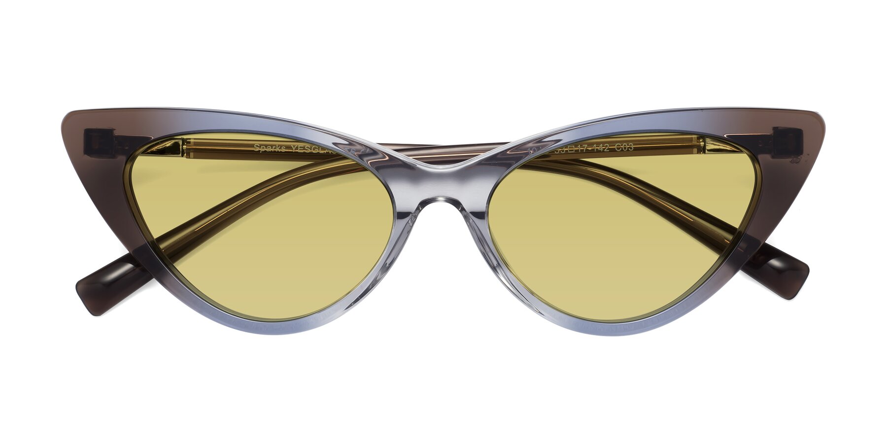 Folded Front of Sparks in Transparent Gradient Brown with Medium Champagne Tinted Lenses