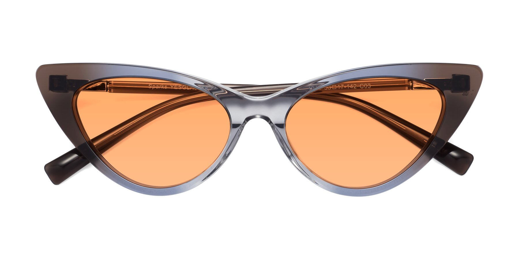 Folded Front of Sparks in Transparent Gradient Brown with Medium Orange Tinted Lenses