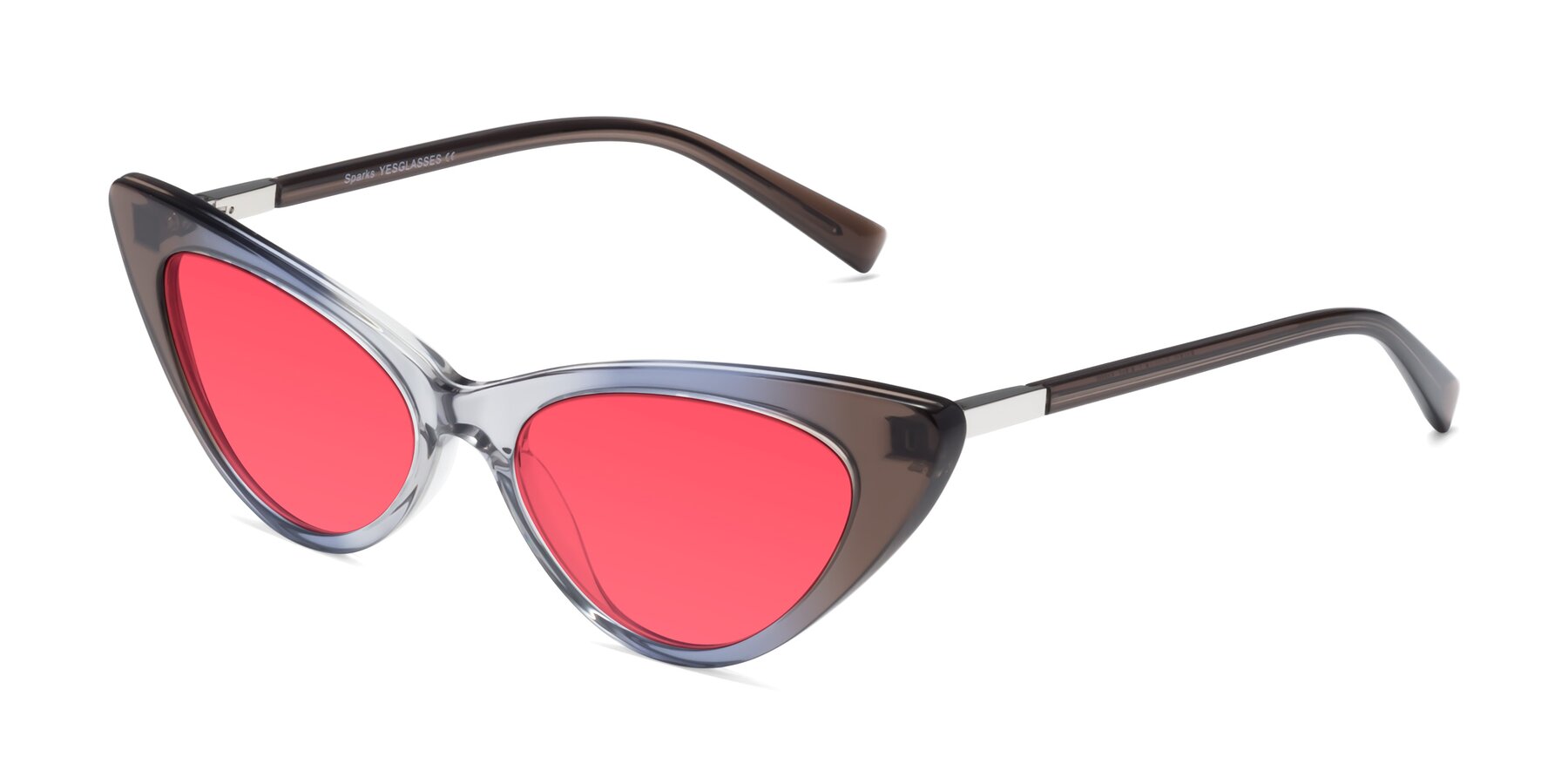 Angle of Sparks in Transparent Gradient Brown with Red Tinted Lenses