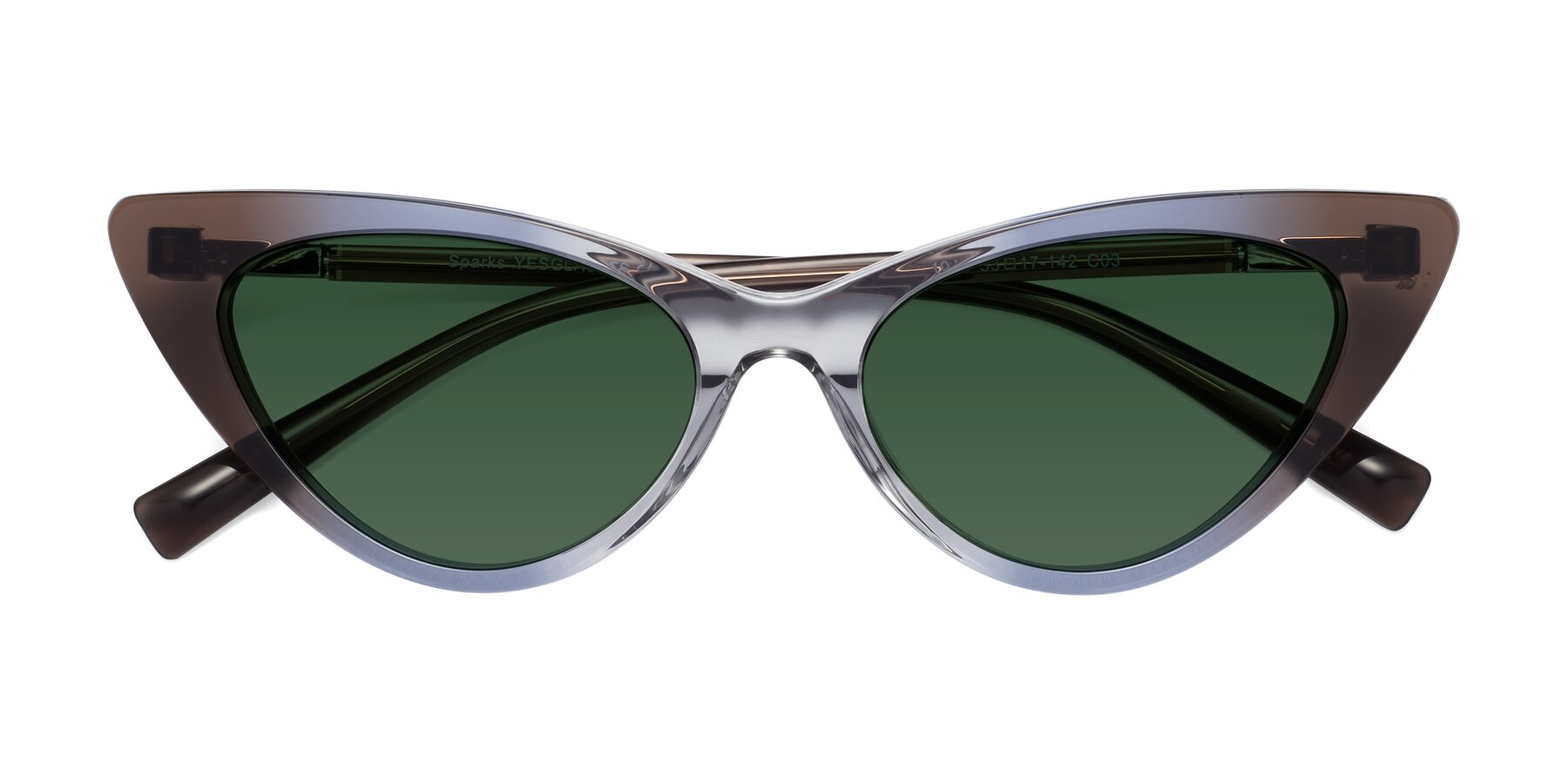 Folded Front of Sparks in Transparent Gradient Brown with Green Tinted Lenses