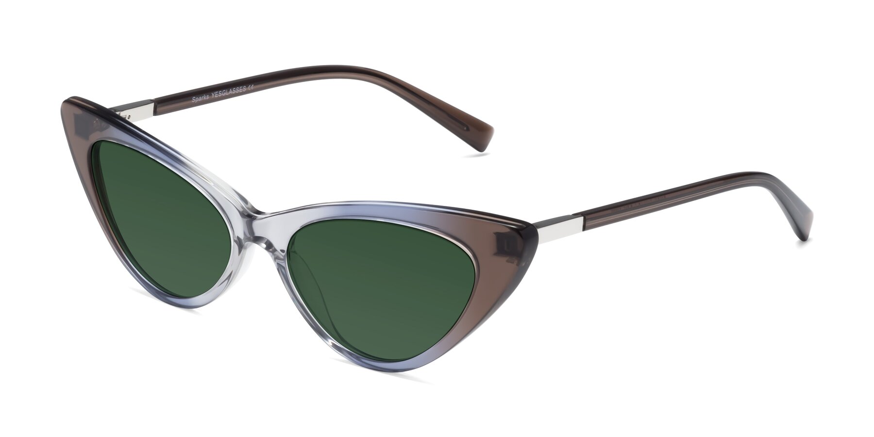 Angle of Sparks in Transparent Gradient Brown with Green Tinted Lenses