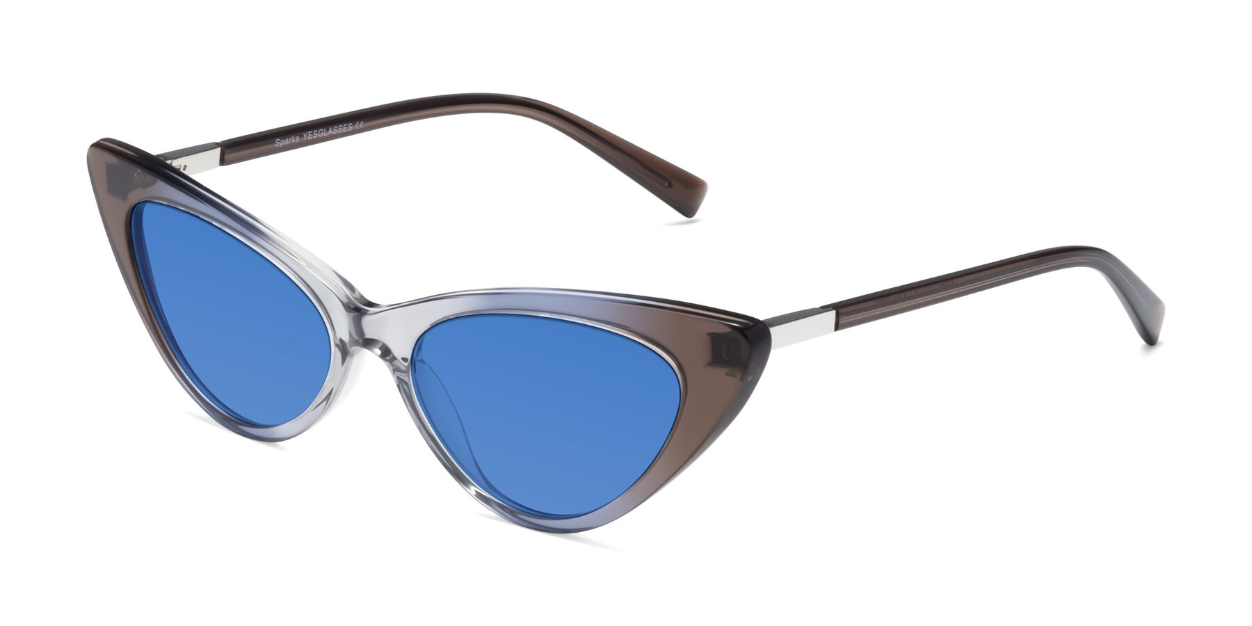 Angle of Sparks in Transparent Gradient Brown with Blue Tinted Lenses