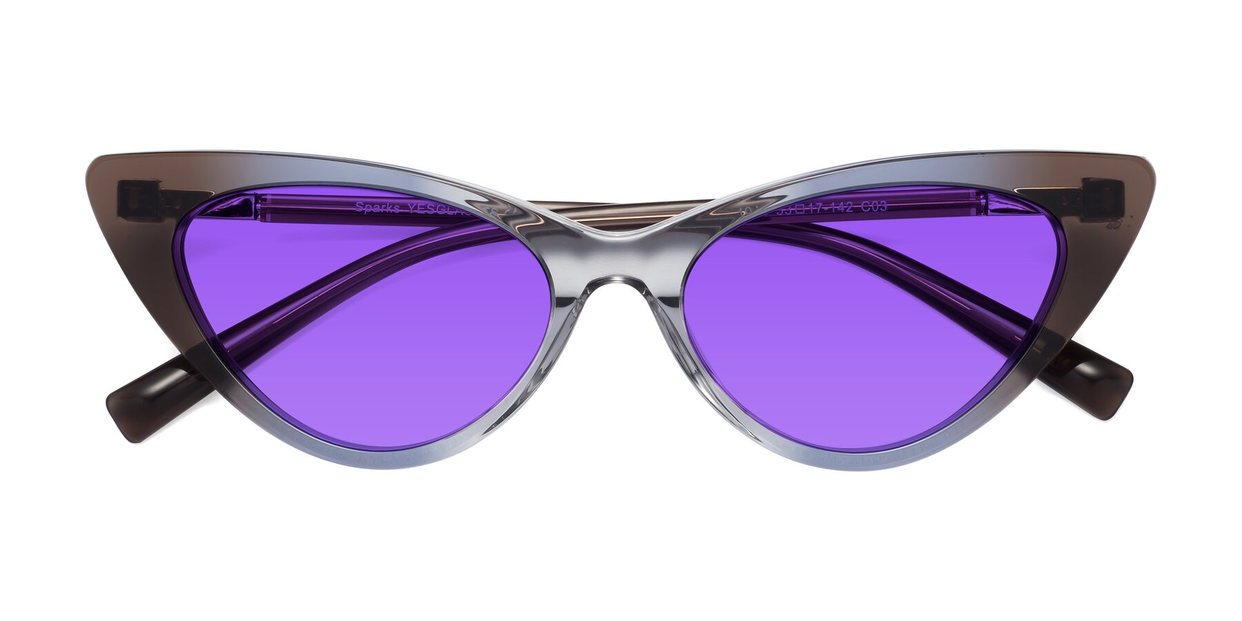 Folded Front of Sparks in Transparent Gradient Brown with Purple Tinted Lenses