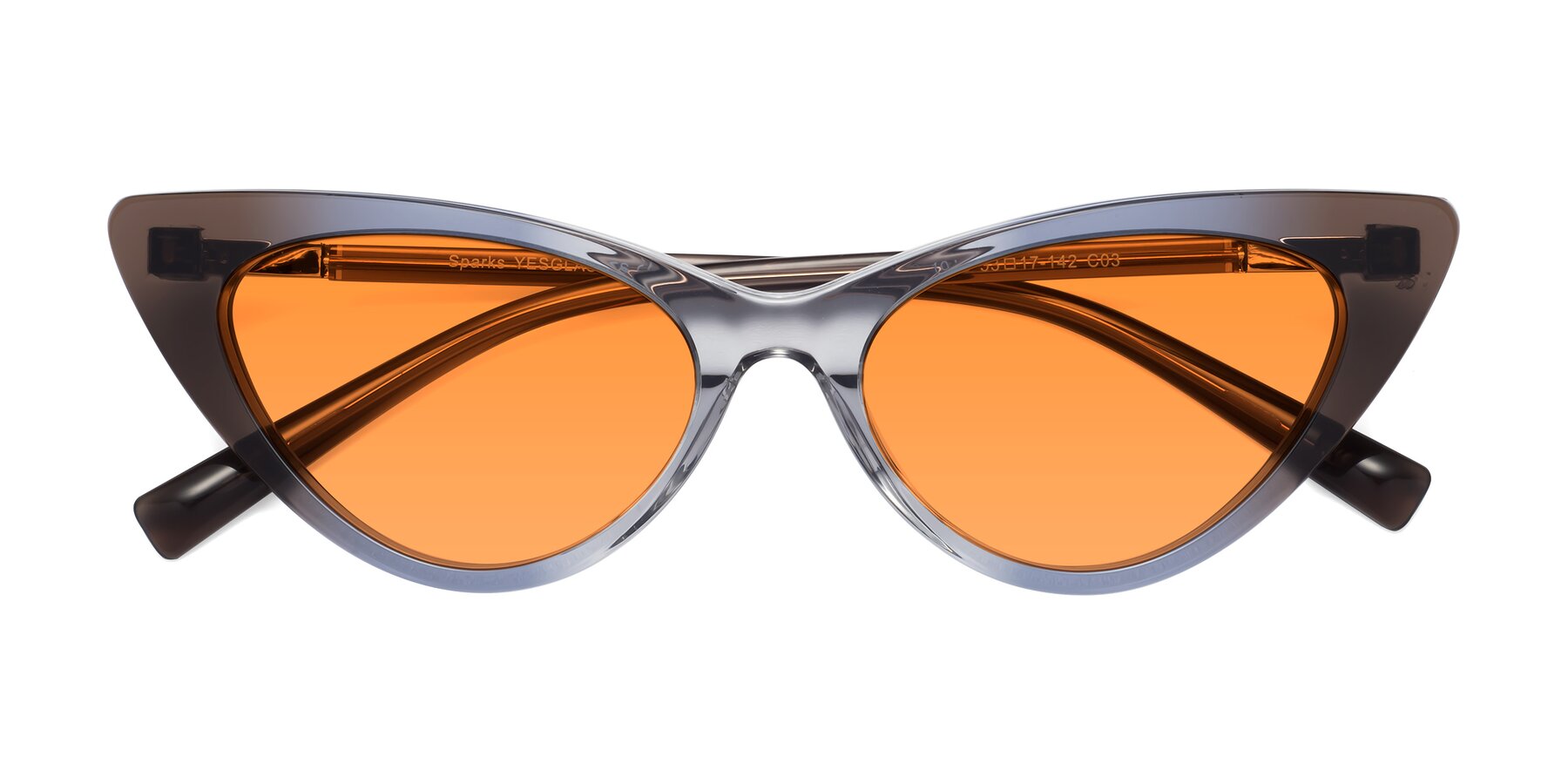 Folded Front of Sparks in Transparent Gradient Brown with Orange Tinted Lenses