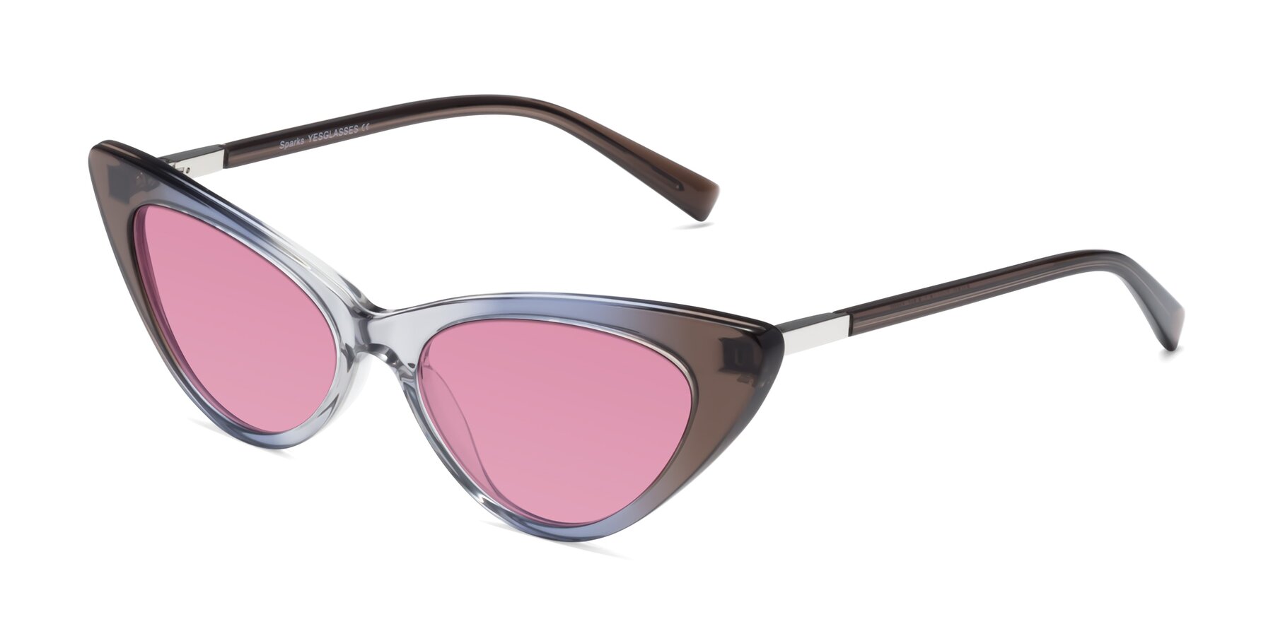 Angle of Sparks in Transparent Gradient Brown with Medium Wine Tinted Lenses