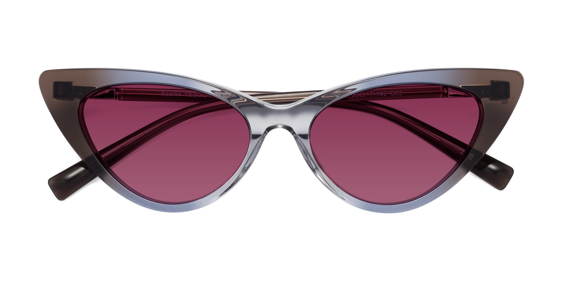 Folded Front of Sparks in Transparent Gradient Brown with Wine Tinted Lenses