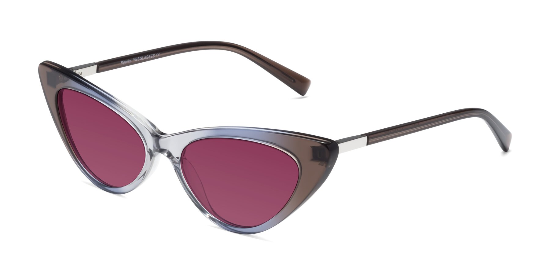 Angle of Sparks in Transparent Gradient Brown with Wine Tinted Lenses