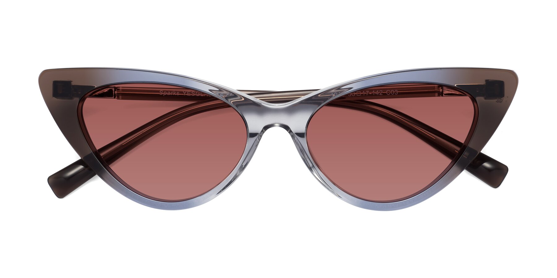 Folded Front of Sparks in Transparent Gradient Brown with Garnet Tinted Lenses