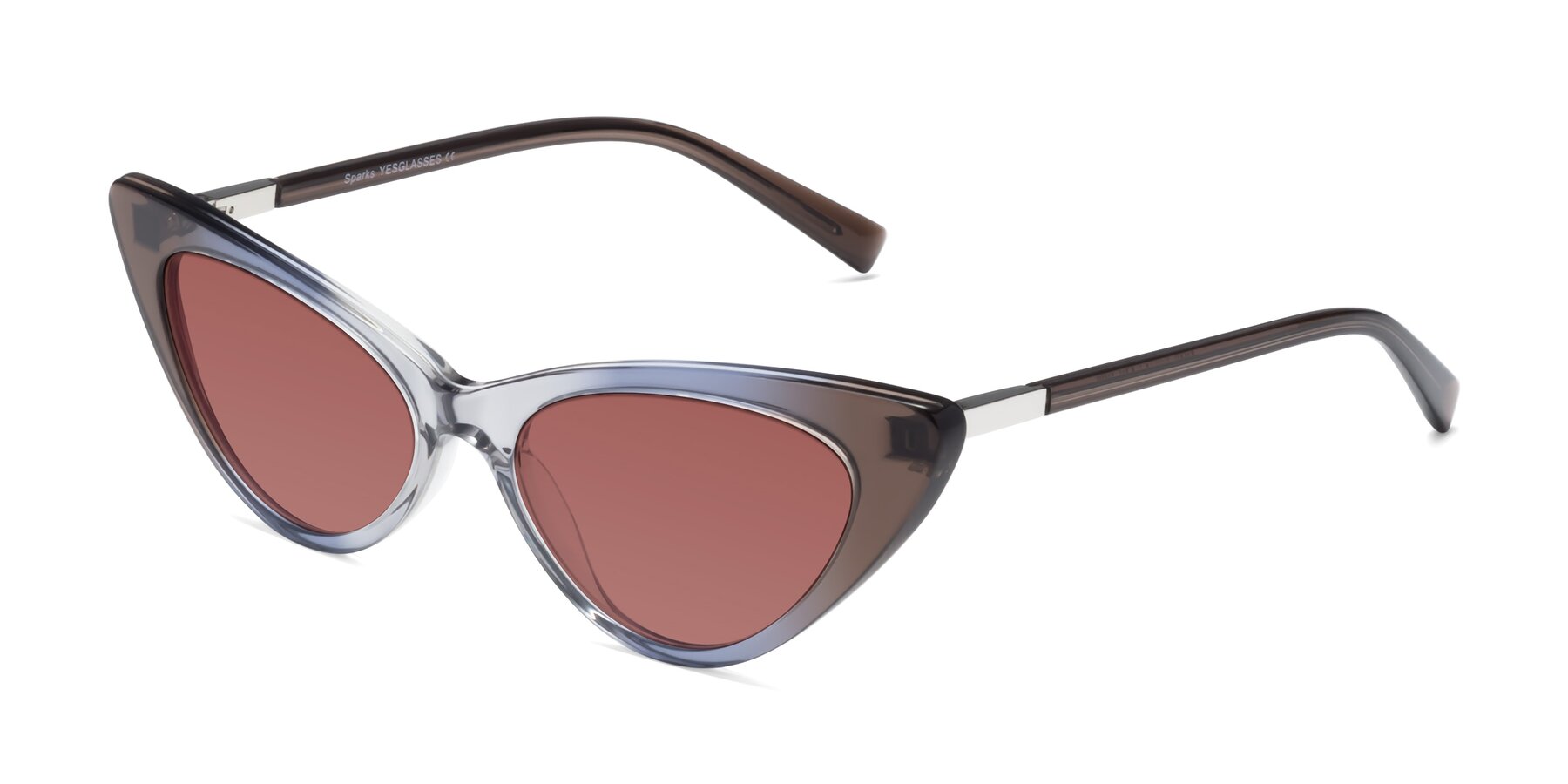 Angle of Sparks in Transparent Gradient Brown with Garnet Tinted Lenses