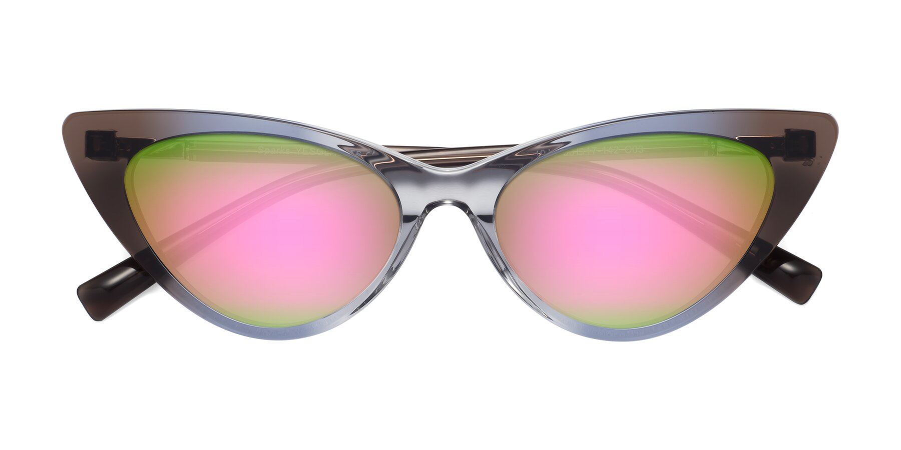 Folded Front of Sparks in Transparent Gradient Brown with Pink Mirrored Lenses