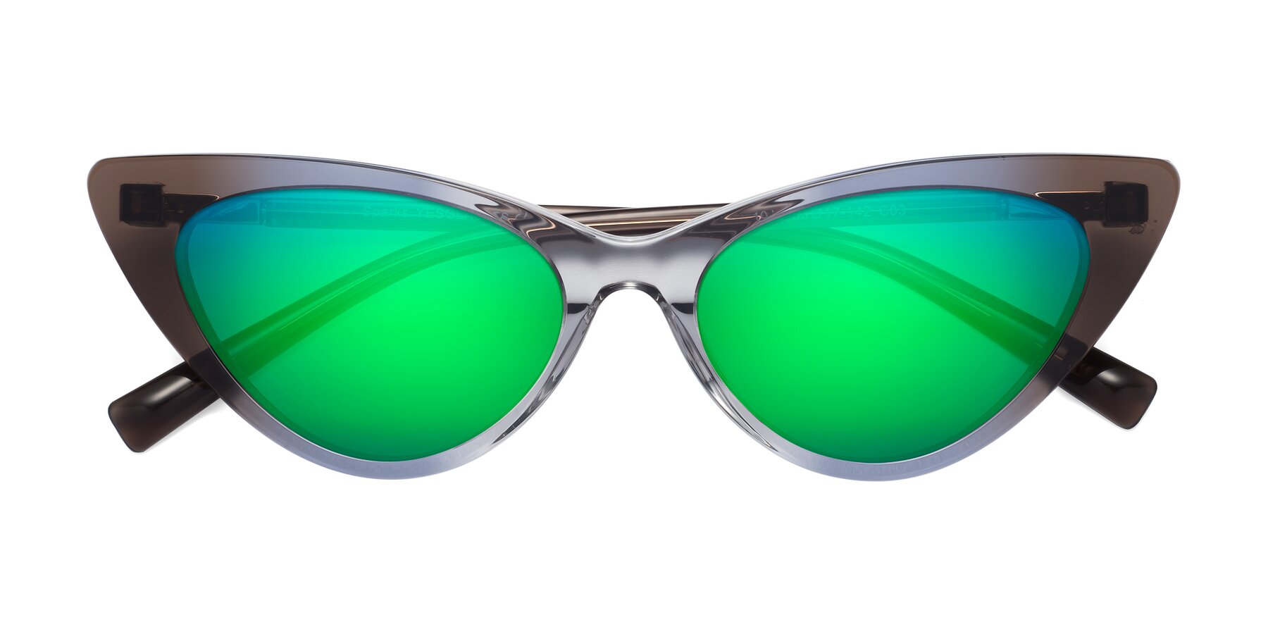 Folded Front of Sparks in Transparent Gradient Brown with Green Mirrored Lenses