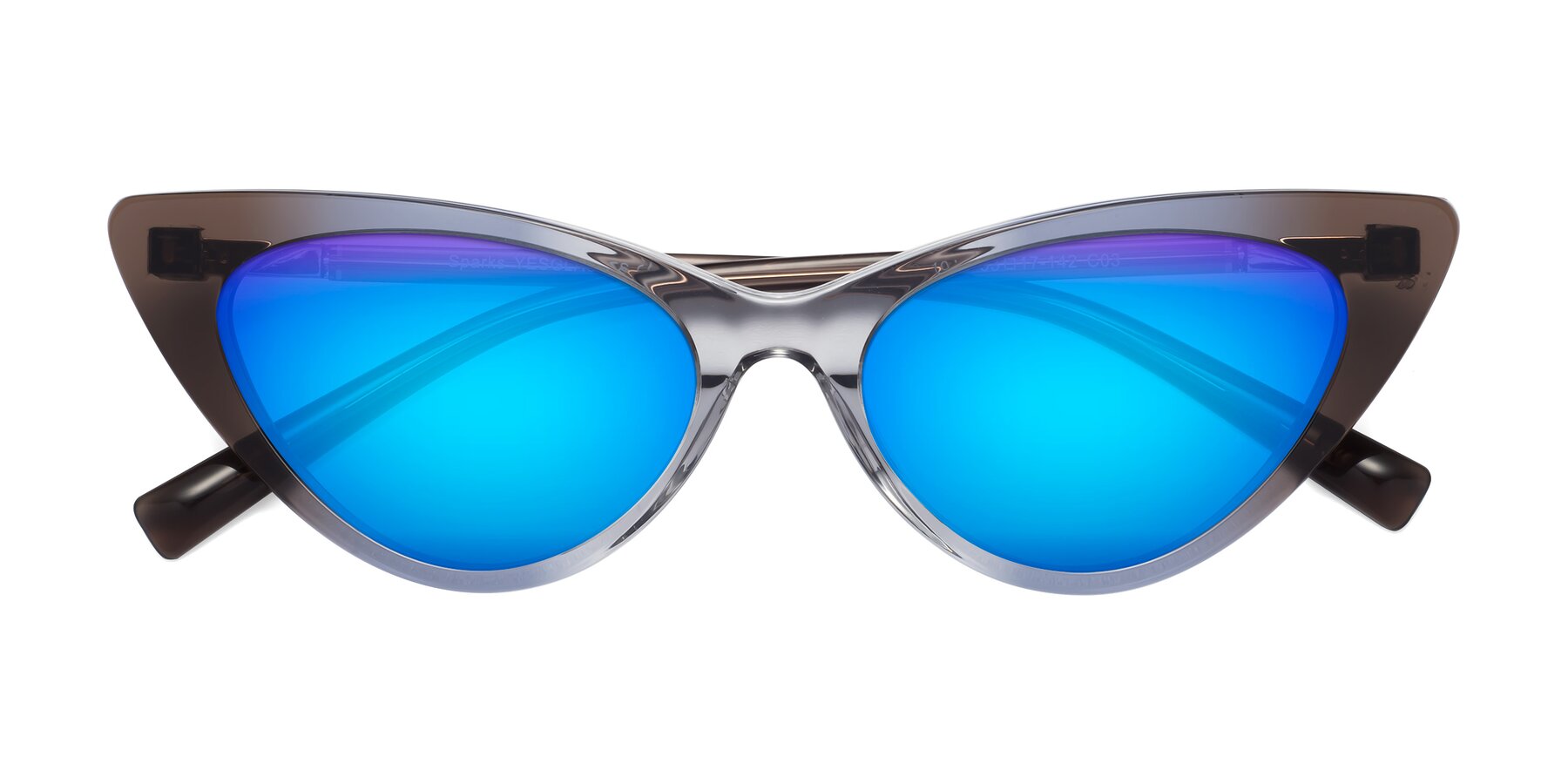 Folded Front of Sparks in Transparent Gradient Brown with Blue Mirrored Lenses