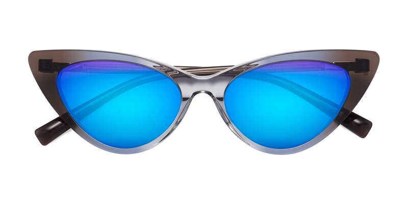 Sparks - Transparent Gradient Brown Flash Mirrored Sunglasses