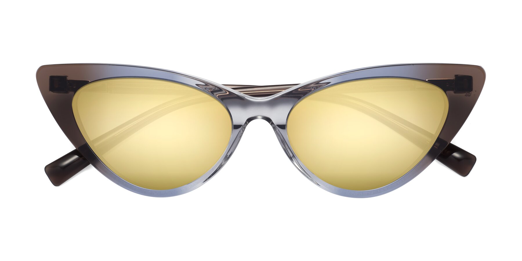 Folded Front of Sparks in Transparent Gradient Brown with Gold Mirrored Lenses