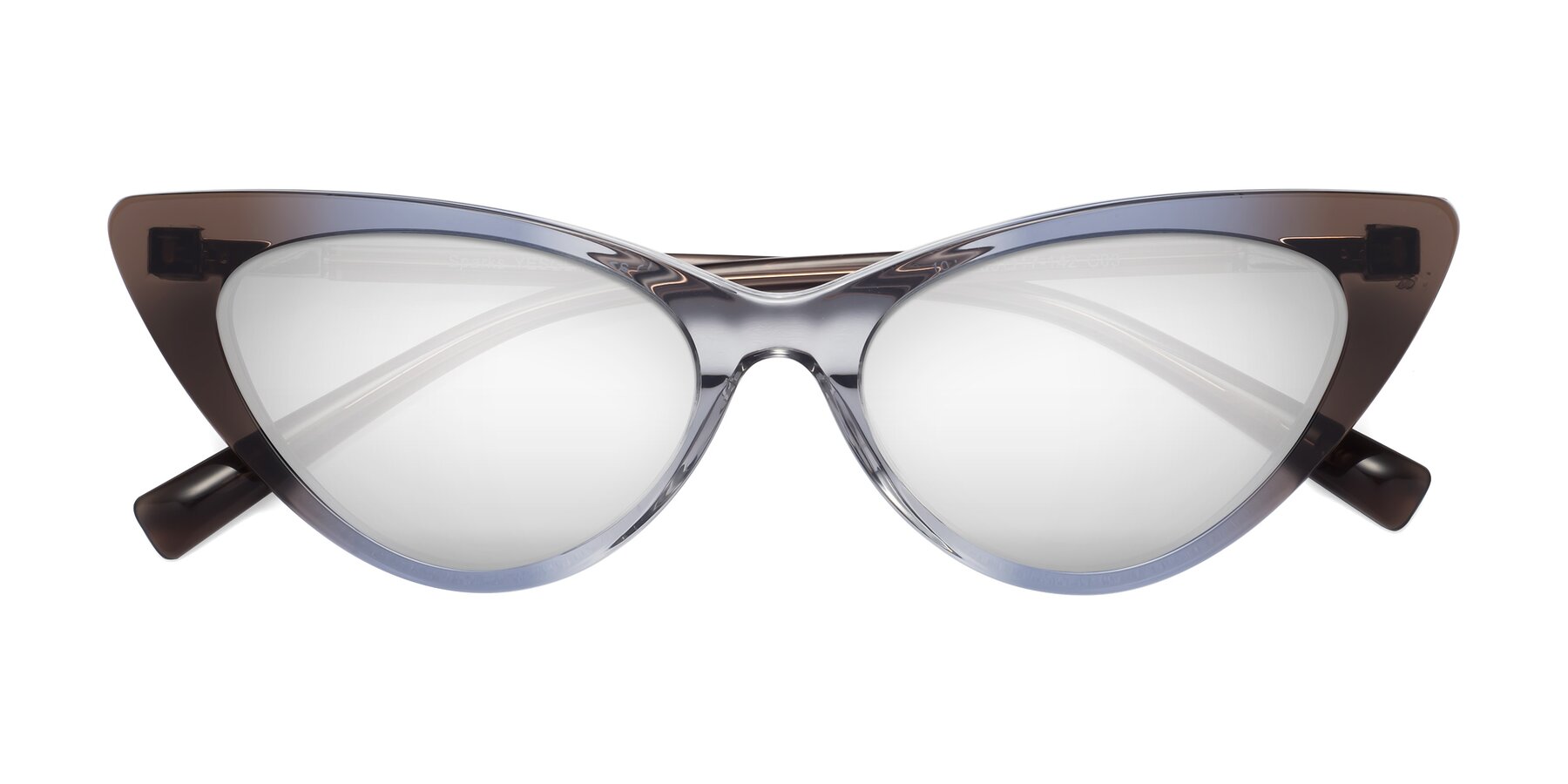 Folded Front of Sparks in Transparent Gradient Brown with Silver Mirrored Lenses