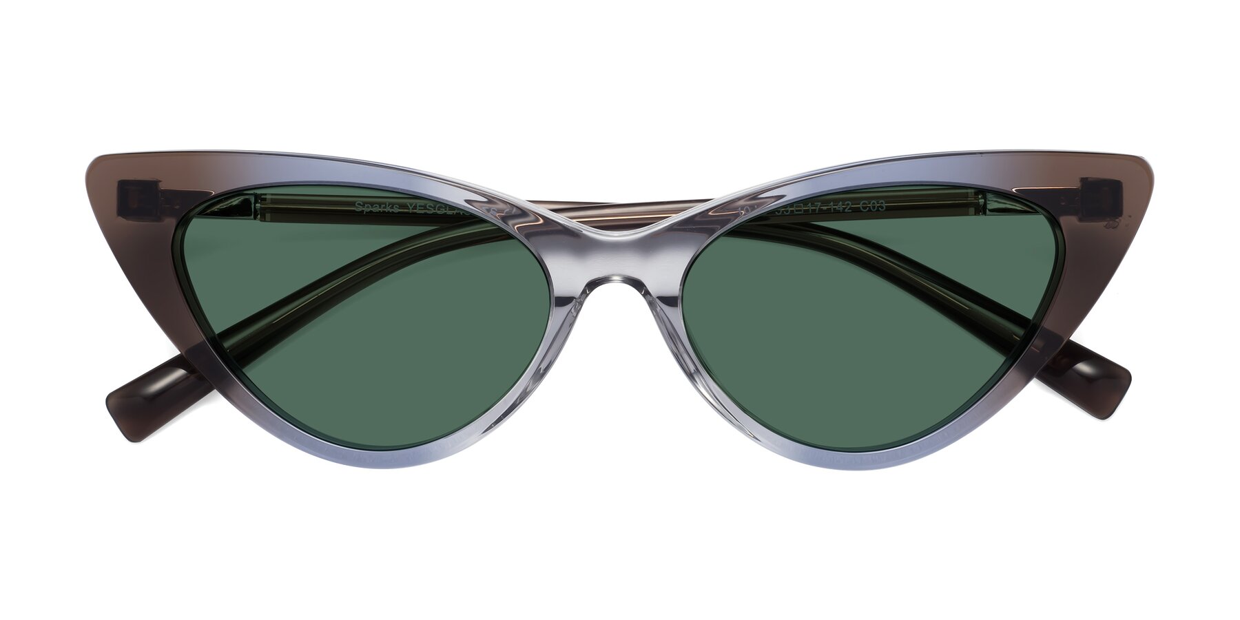Folded Front of Sparks in Transparent Gradient Brown with Green Polarized Lenses
