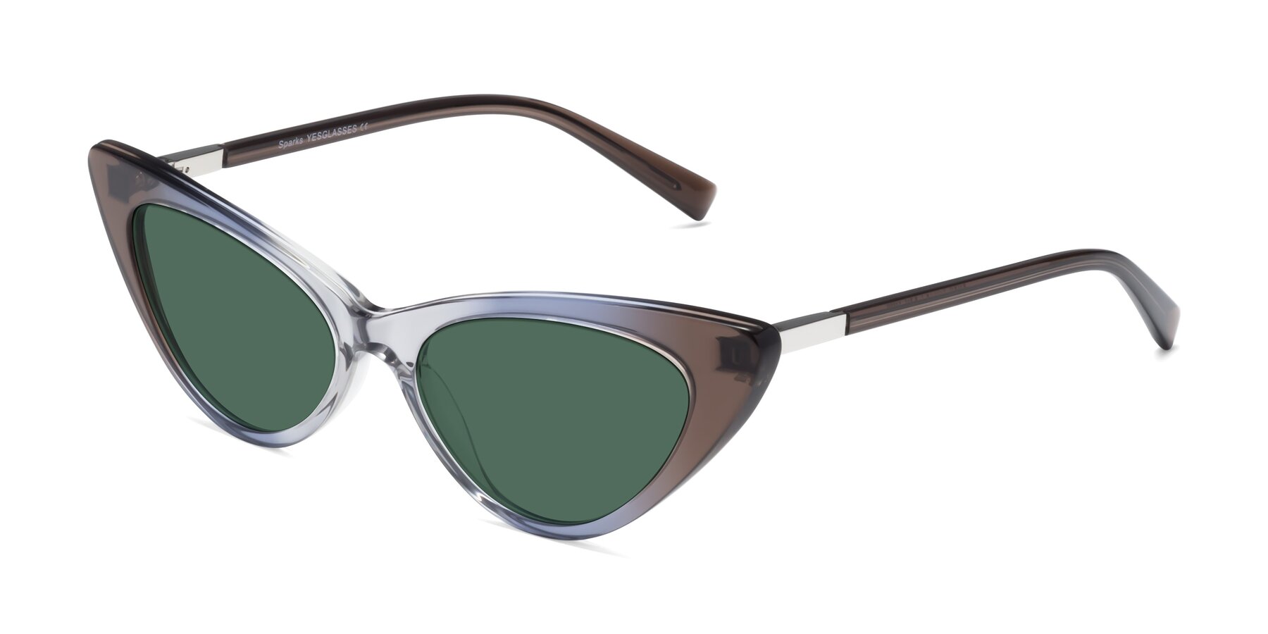 Angle of Sparks in Transparent Gradient Brown with Green Polarized Lenses