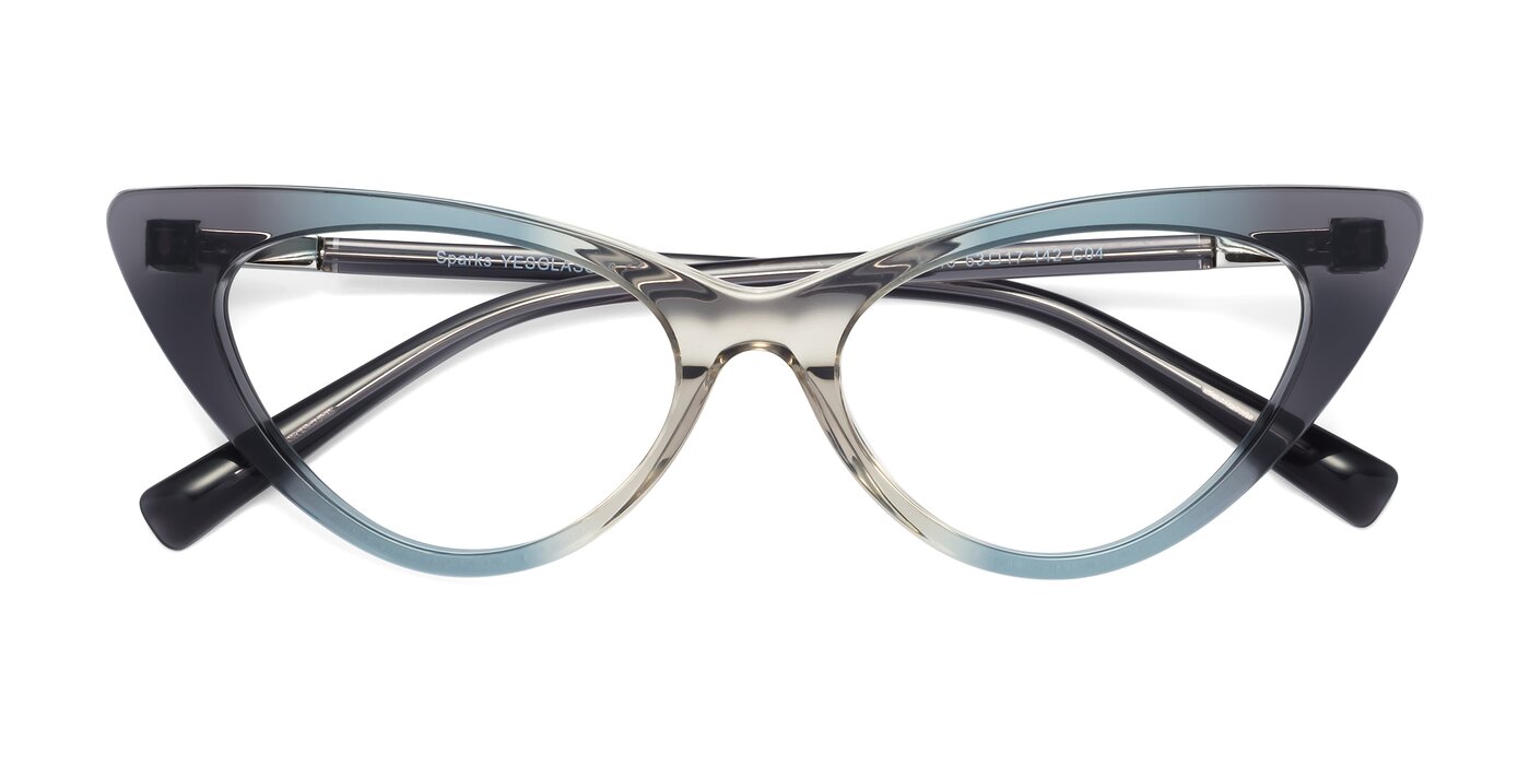 Sparks - Transparent Gradient Cyan Reading Glasses