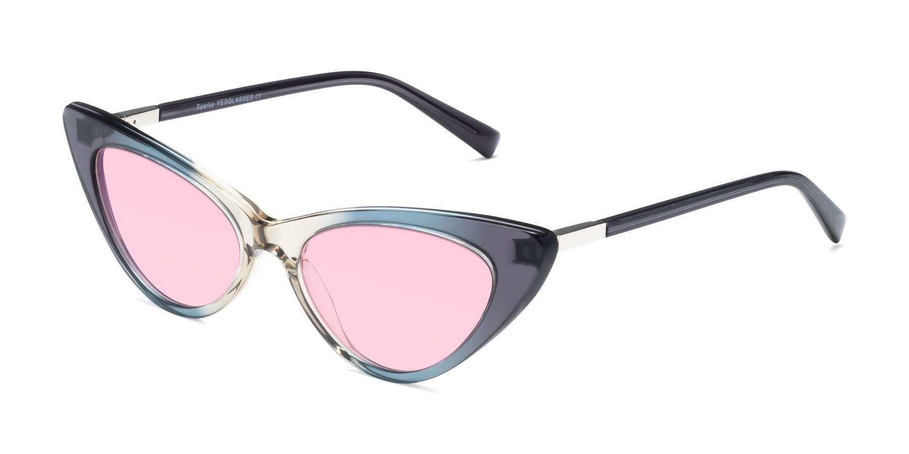 Angle of Sparks in Transparent Gradient Cyan with Light Pink Tinted Lenses
