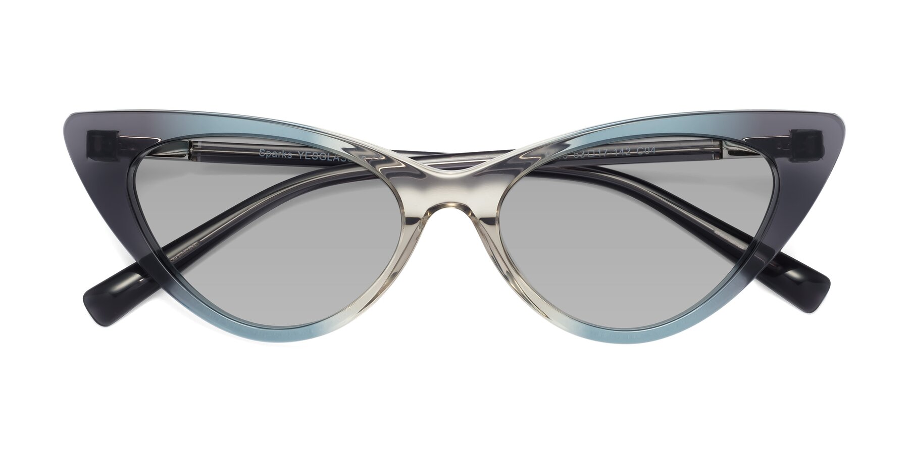 Folded Front of Sparks in Transparent Gradient Cyan with Light Gray Tinted Lenses
